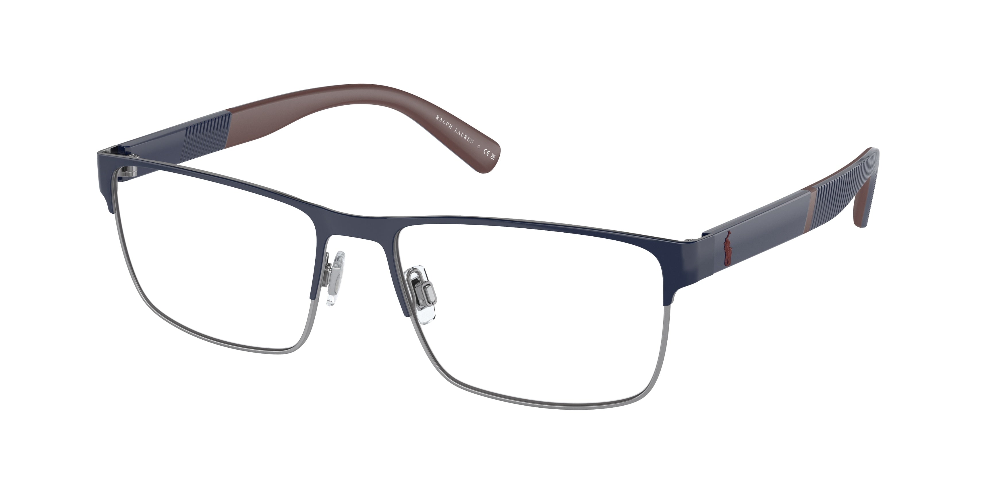 Polo PH1215 Rectangle Eyeglasses  9467-Shiny Blue/Gunmetal 56-150-17 - Color Map Blue