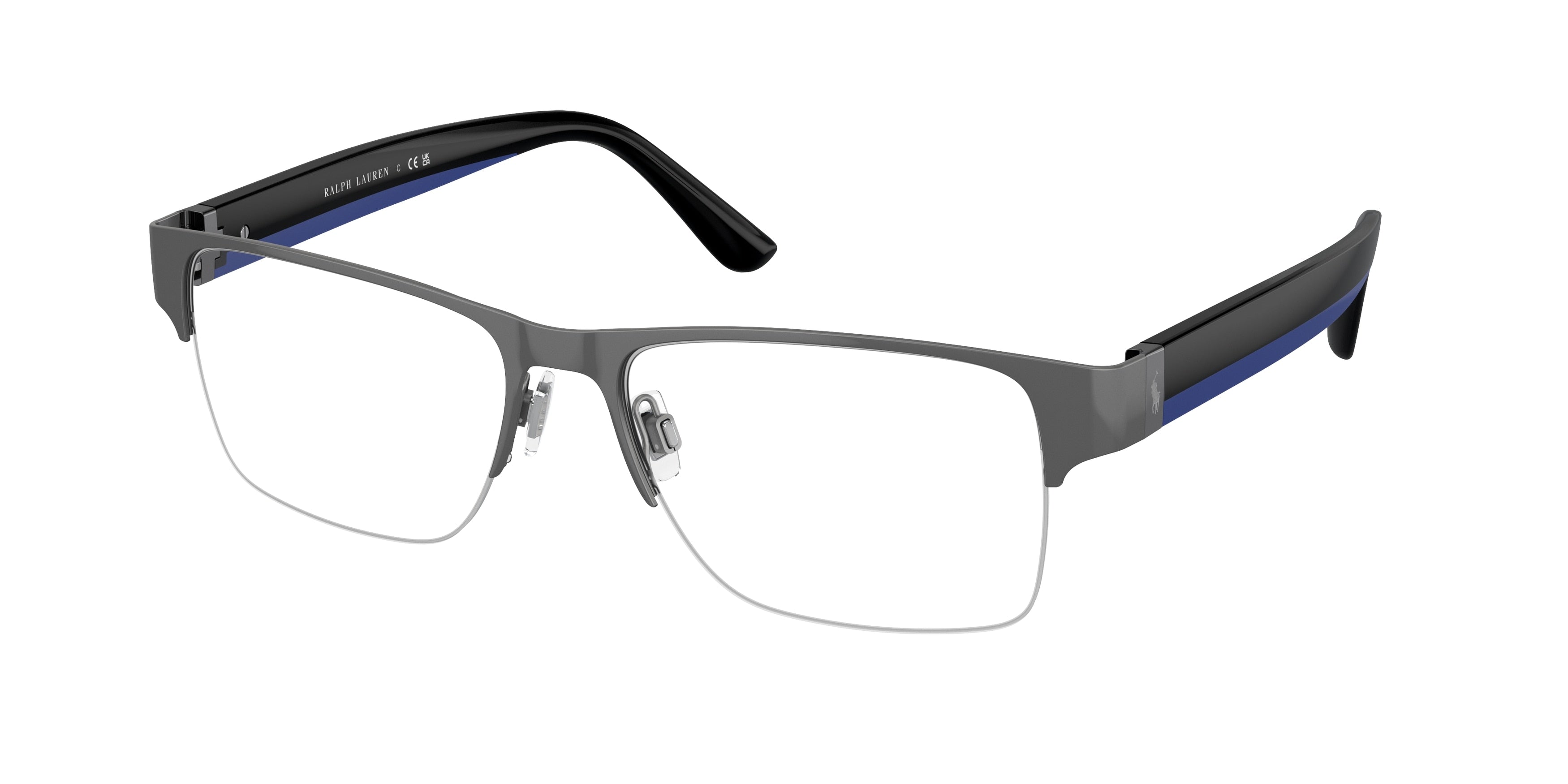Polo PH1220 Rectangle Eyeglasses  9307-Semishiny Dark Gunmetal 56-150-17 - Color Map Grey