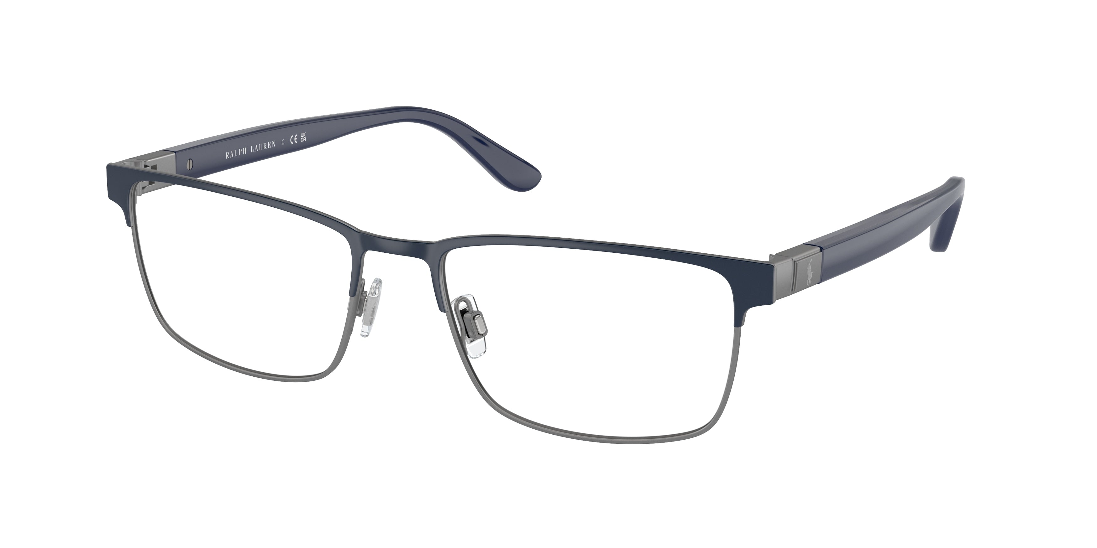 Polo PH1222 Rectangle Eyeglasses  9273-Semishiny Gunmetal 56-145-18 - Color Map Grey