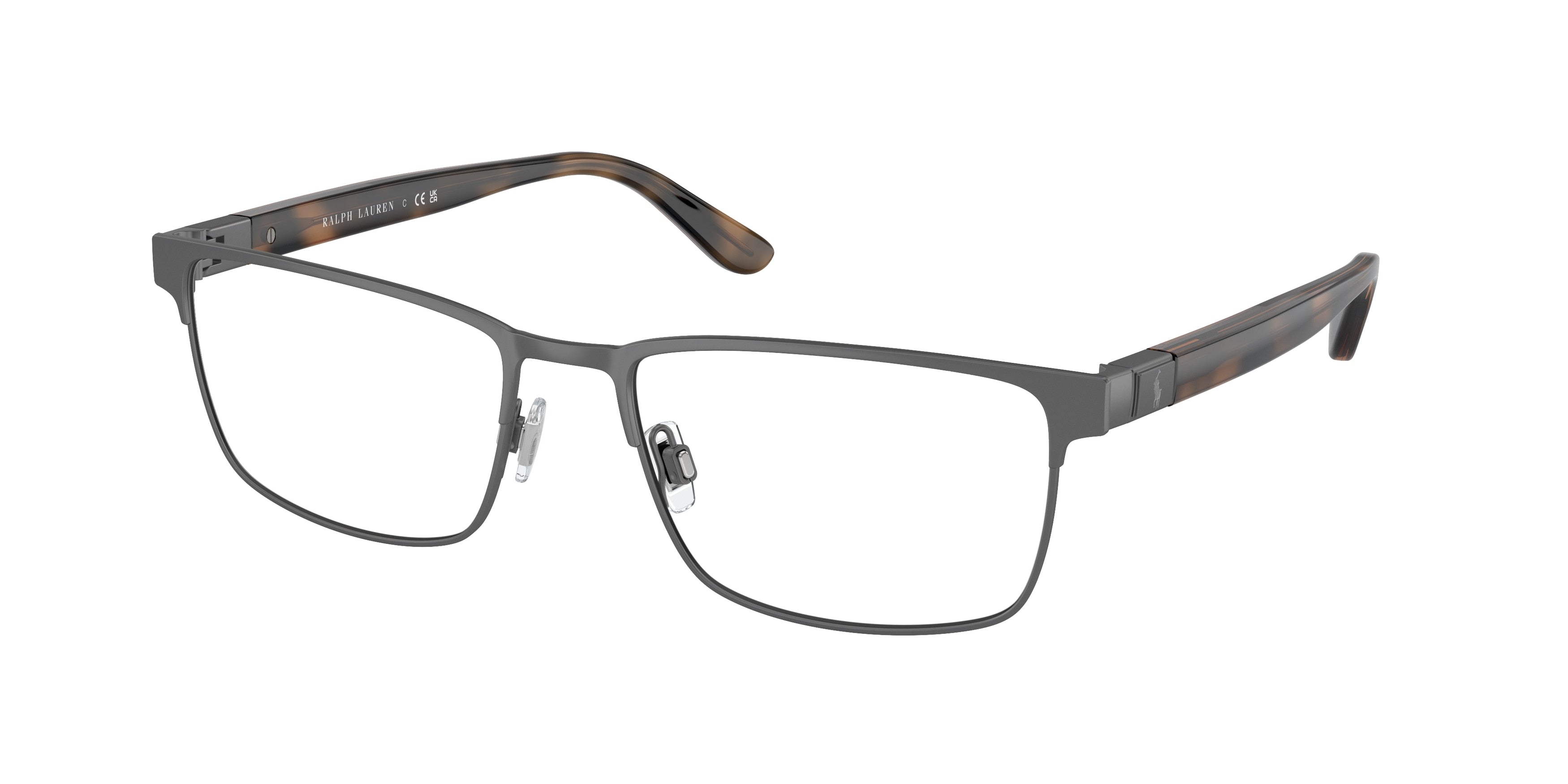 Polo PH1222 Rectangle Eyeglasses  9307-Semishiny Dark Gunmetal 56-145-18 - Color Map Grey