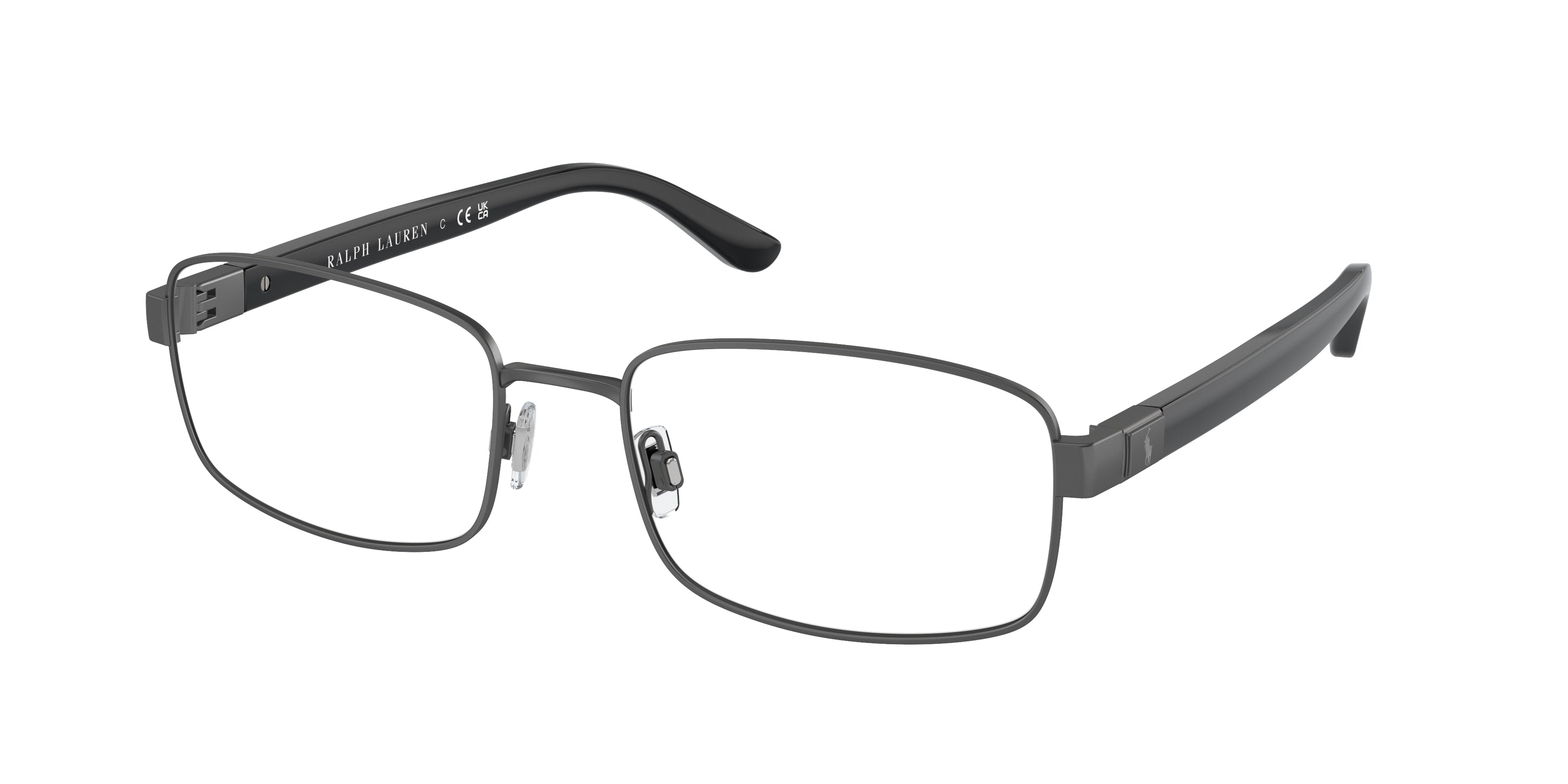Polo PH1223 Rectangle Eyeglasses  9307-Semishiny Dark Gunmetal 57-145-19 - Color Map Grey