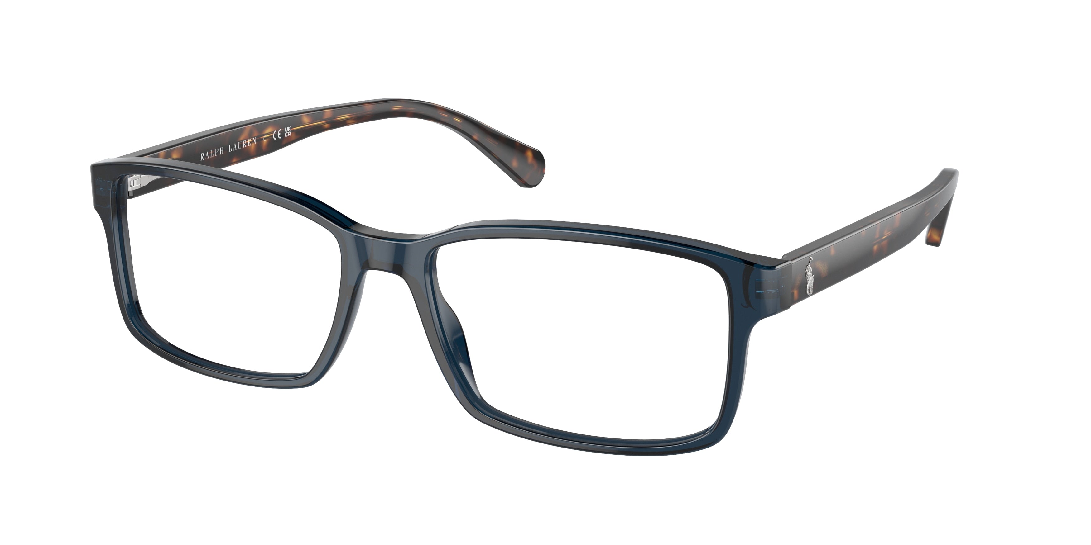 Polo PH2123 Rectangle Eyeglasses  5470-Shiny Transparent Blue 58-150-17 - Color Map Blue