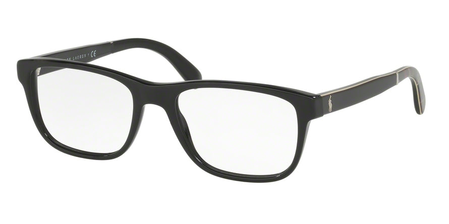 Polo PH2166 Rectangle Eyeglasses  5001-SHINY BLACK 56-19-145 - Color Map black