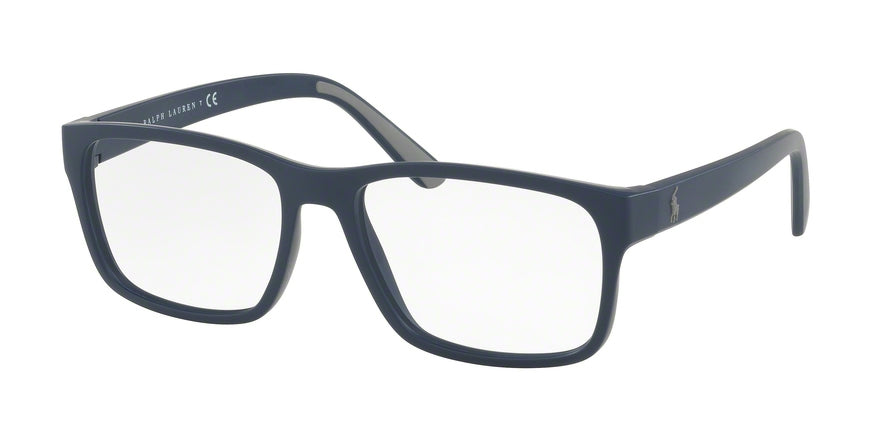 Polo PH2172 Rectangle Eyeglasses  5590-MATTE NAVY BLUE RUBBER GREY 56-17-145 - Color Map blue