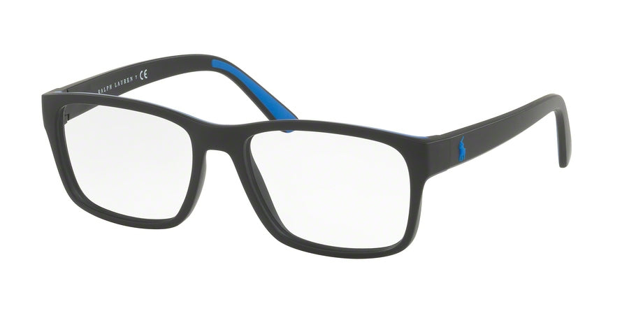 Polo PH2172 Rectangle Eyeglasses  5629-MATTE BLACK RUBBER ROYAL BLUE 56-17-145 - Color Map black