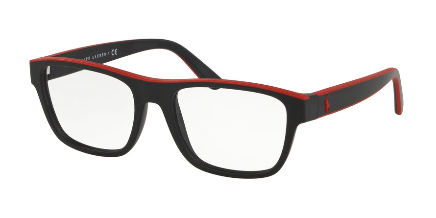 Polo PH2199 Pillow Eyeglasses  5284-MATTE BLACK/RUBBER RED 55-18-145 - Color Map black