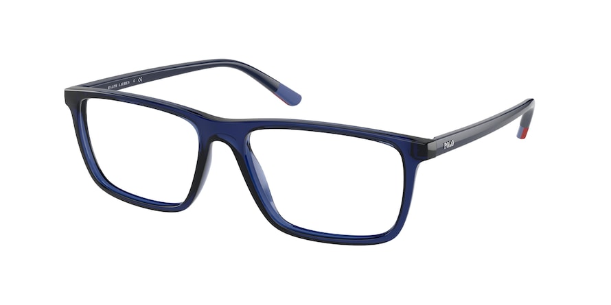Polo PH2229 Rectangle Eyeglasses  5903-SHINY TRANSPARENT BLUE 55-16-145 - Color Map blue