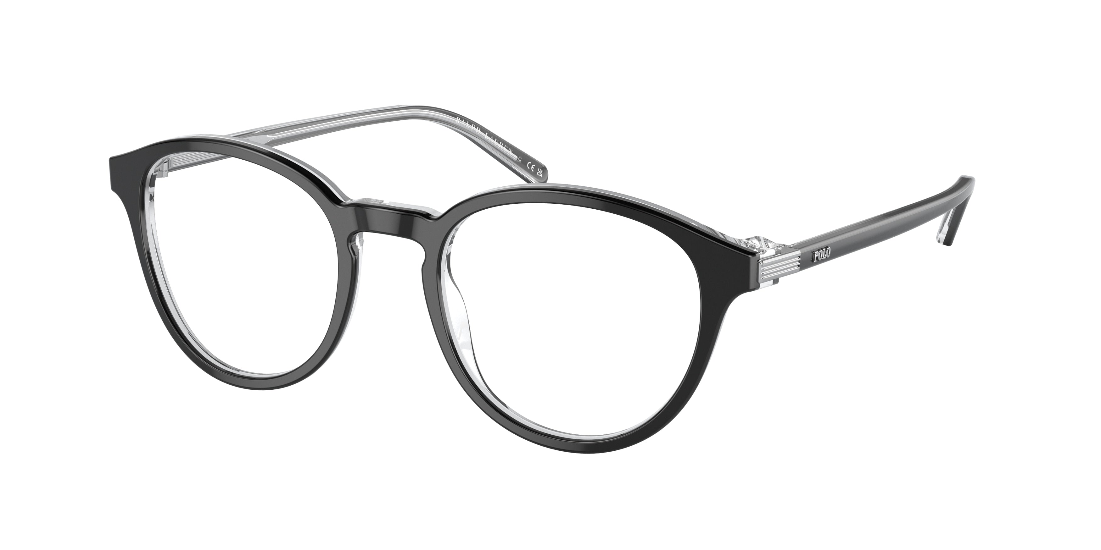 Polo PH2252 Phantos Eyeglasses  6026-Shiny Black On Crystal 50-140-20 - Color Map Black