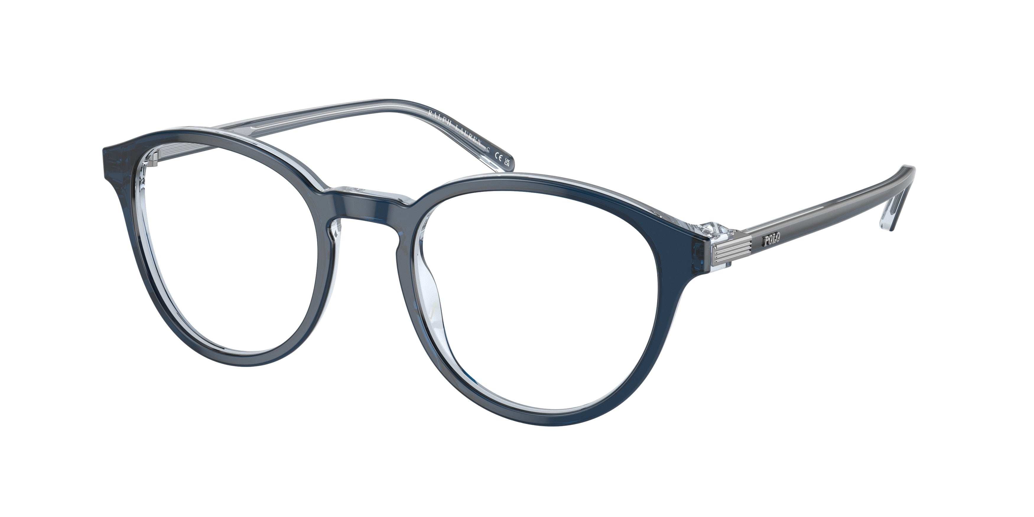 Polo PH2252 Phantos Eyeglasses  6028-Shiny Transparent Blue On Crystal 50-140-20 - Color Map Blue