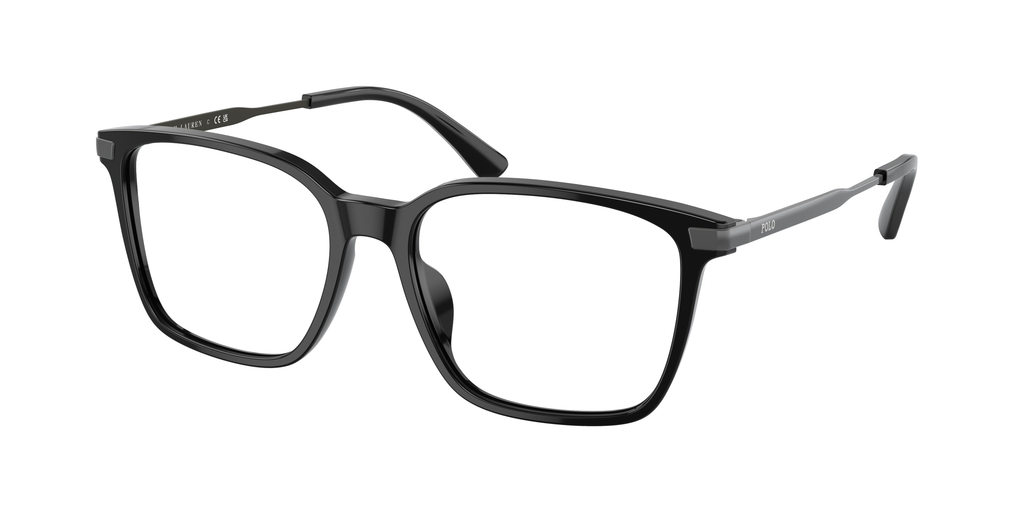 Polo PH2255U Rectangle Eyeglasses  5001-Shiny Black 55-145-17 - Color Map Black