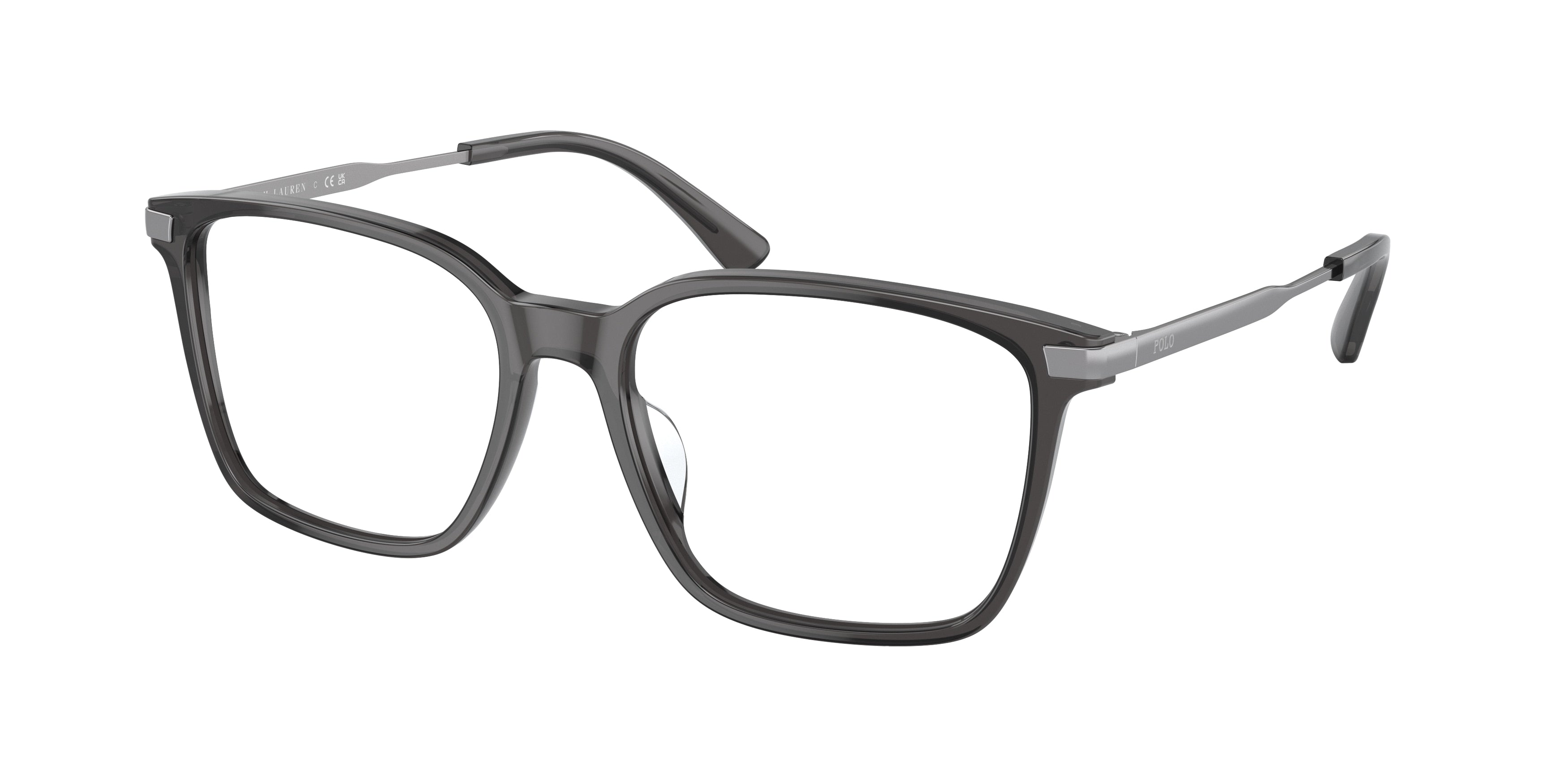 Polo PH2255U Rectangle Eyeglasses  5752-Shiny Transparent Grey 53-145-17 - Color Map Grey