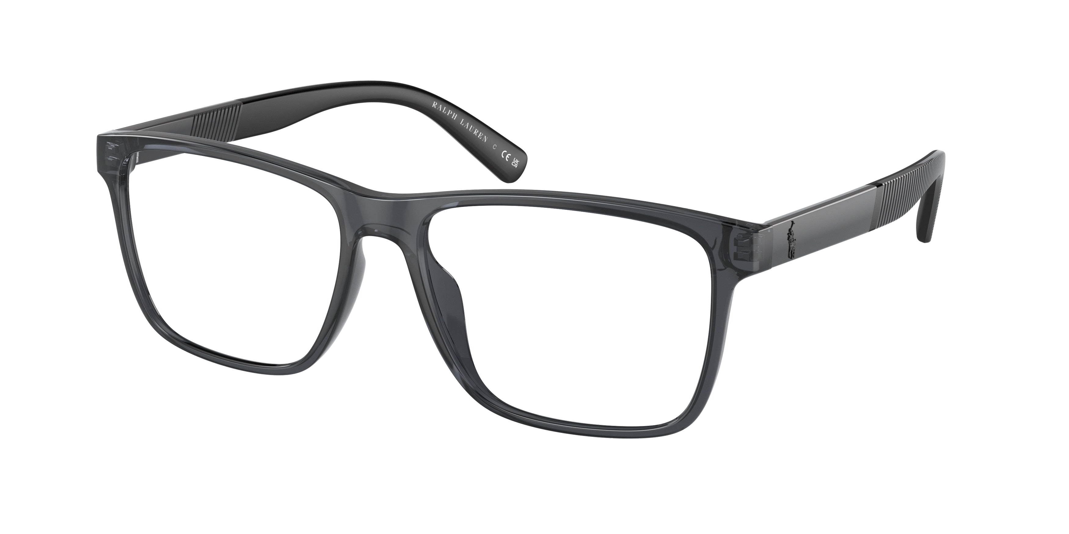 Polo PH2257U Rectangle Eyeglasses  5407-Shiny Transparent Grey 57-150-16 - Color Map Grey
