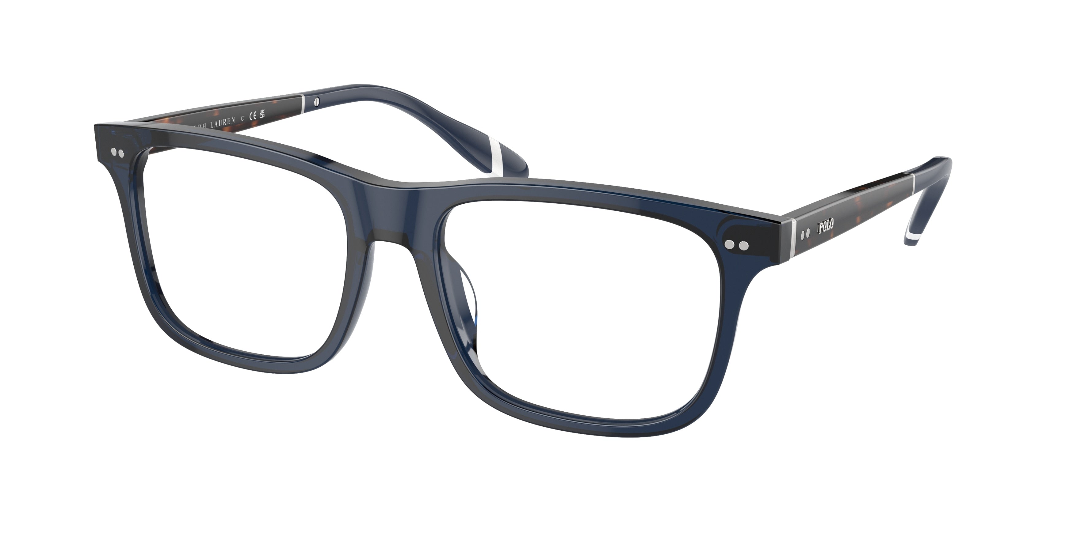 Polo PH2270U Rectangle Eyeglasses  5470-Shiny Transparent Blue 56-145-18 - Color Map Blue