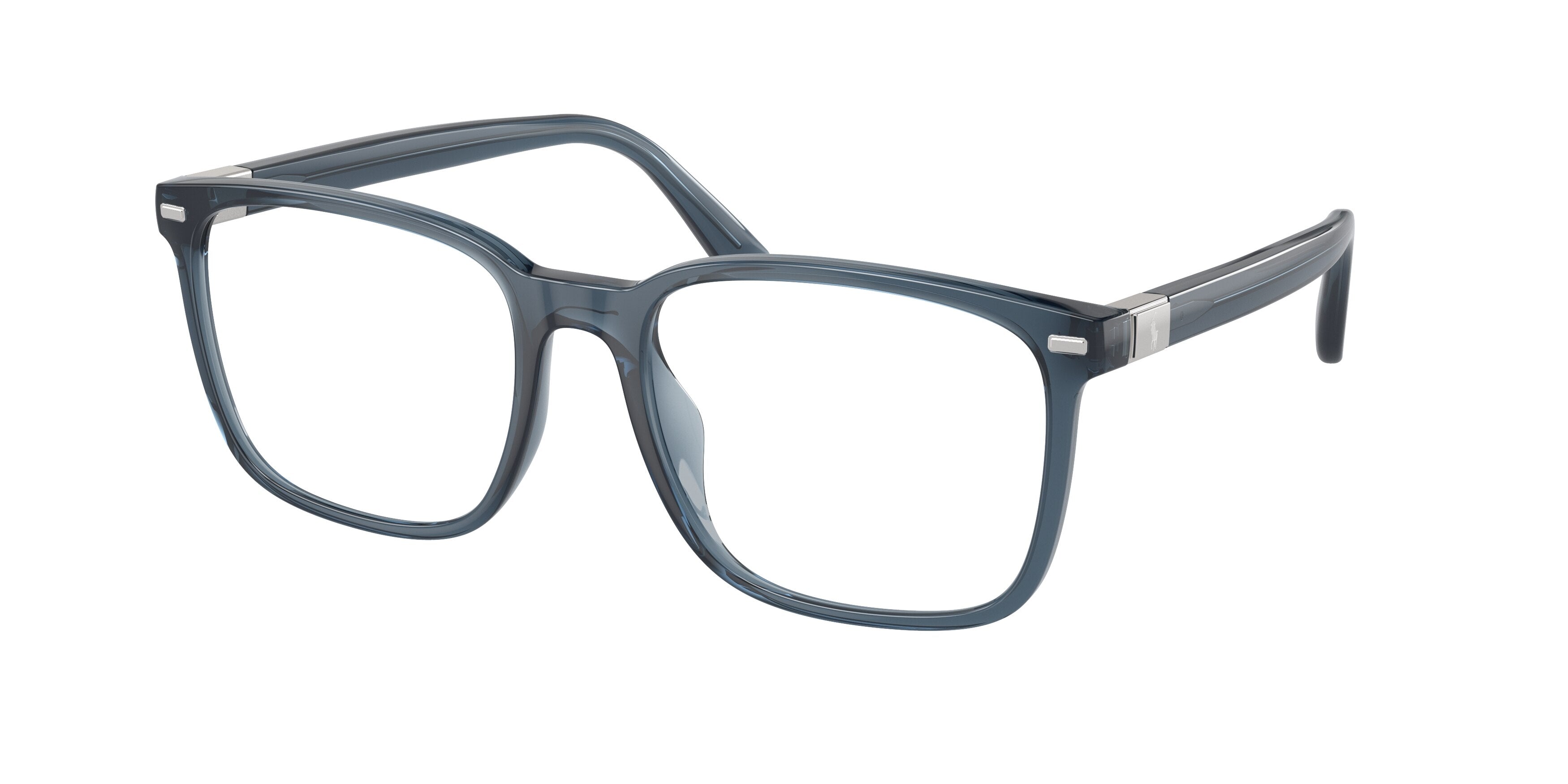 Polo PH2271U Square Eyeglasses  5698-Shiny Transparent Blue 55-145-18 - Color Map Blue