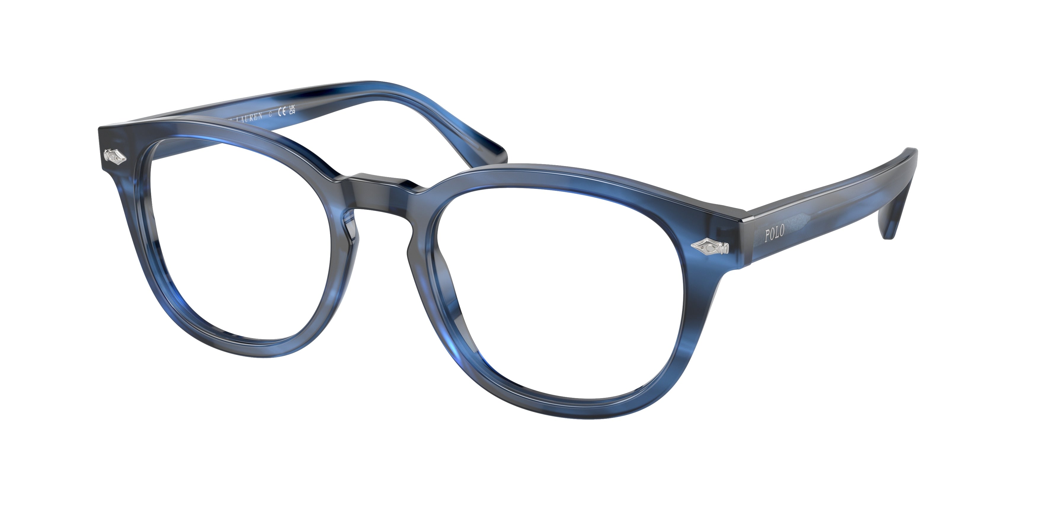 Polo PH2272 Phantos Eyeglasses  6139-Shiny Striped Blue Havana 52-145-21 - Color Map Blue