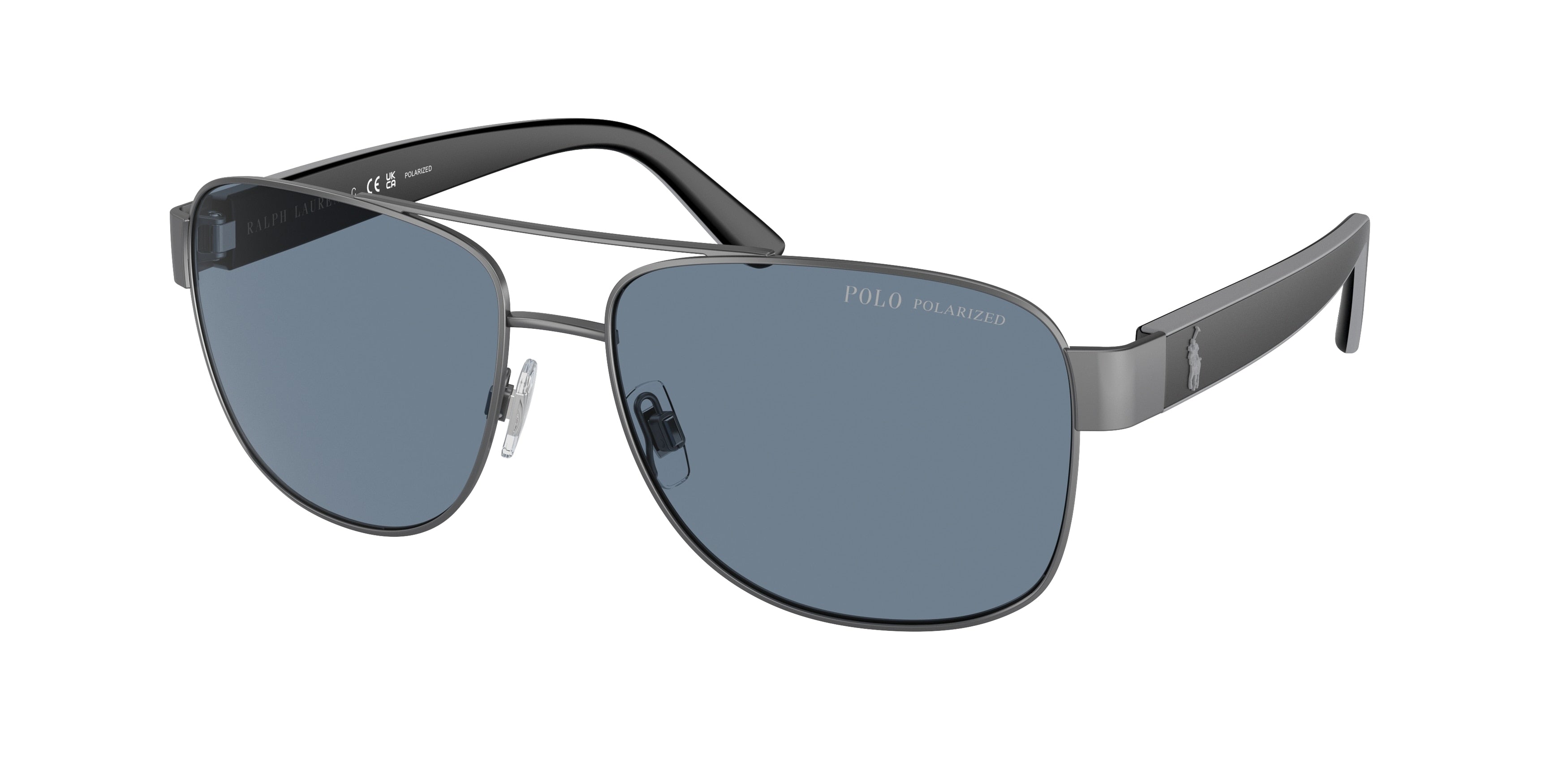 Polo PH3122 Pilot Sunglasses  91572V-Matte Dark Gunmetal 59-145-16 - Color Map Grey