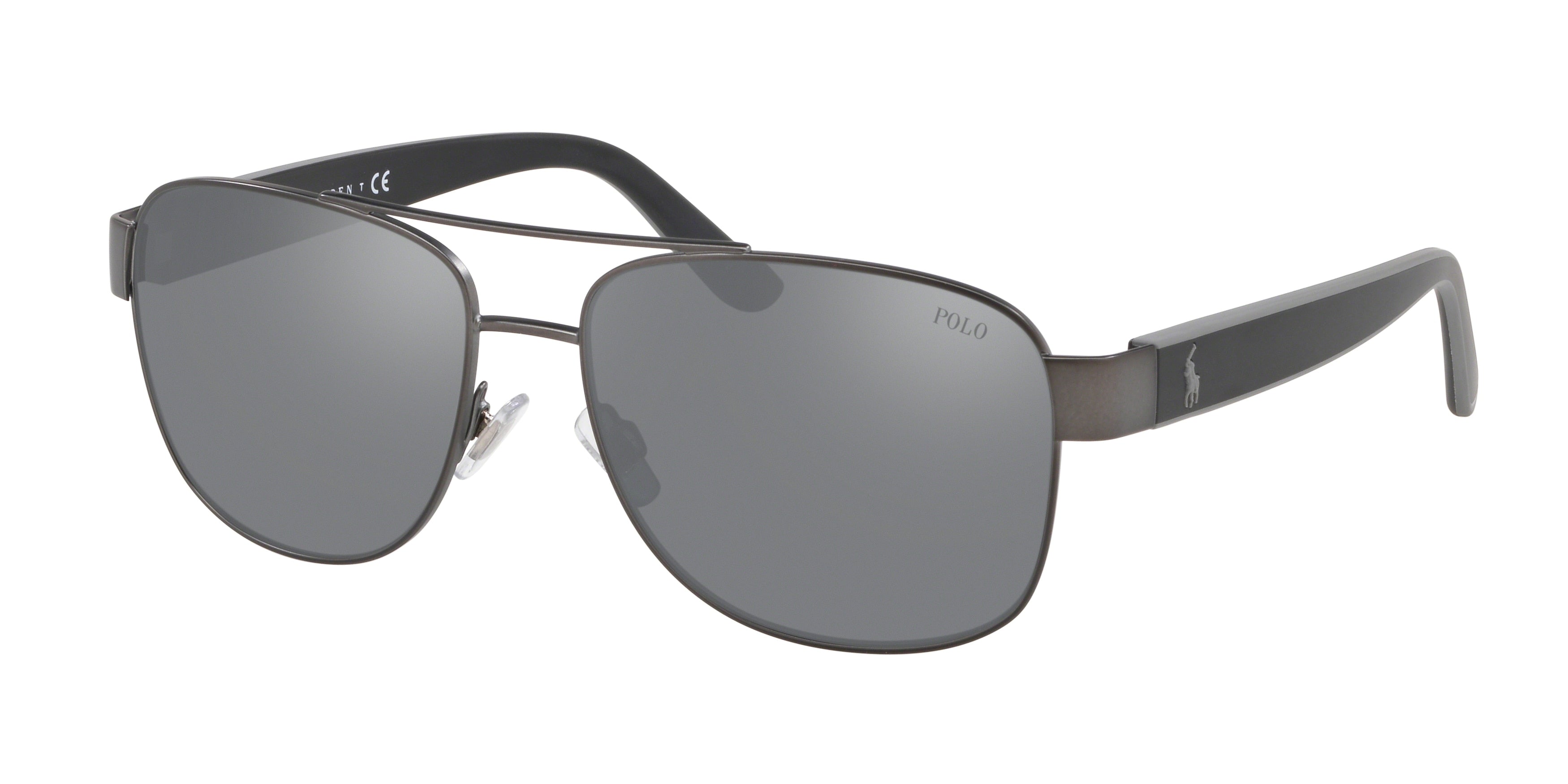 Polo PH3122 Pilot Sunglasses  91576G-Matte Dark Gunmetal 59-145-16 - Color Map Grey