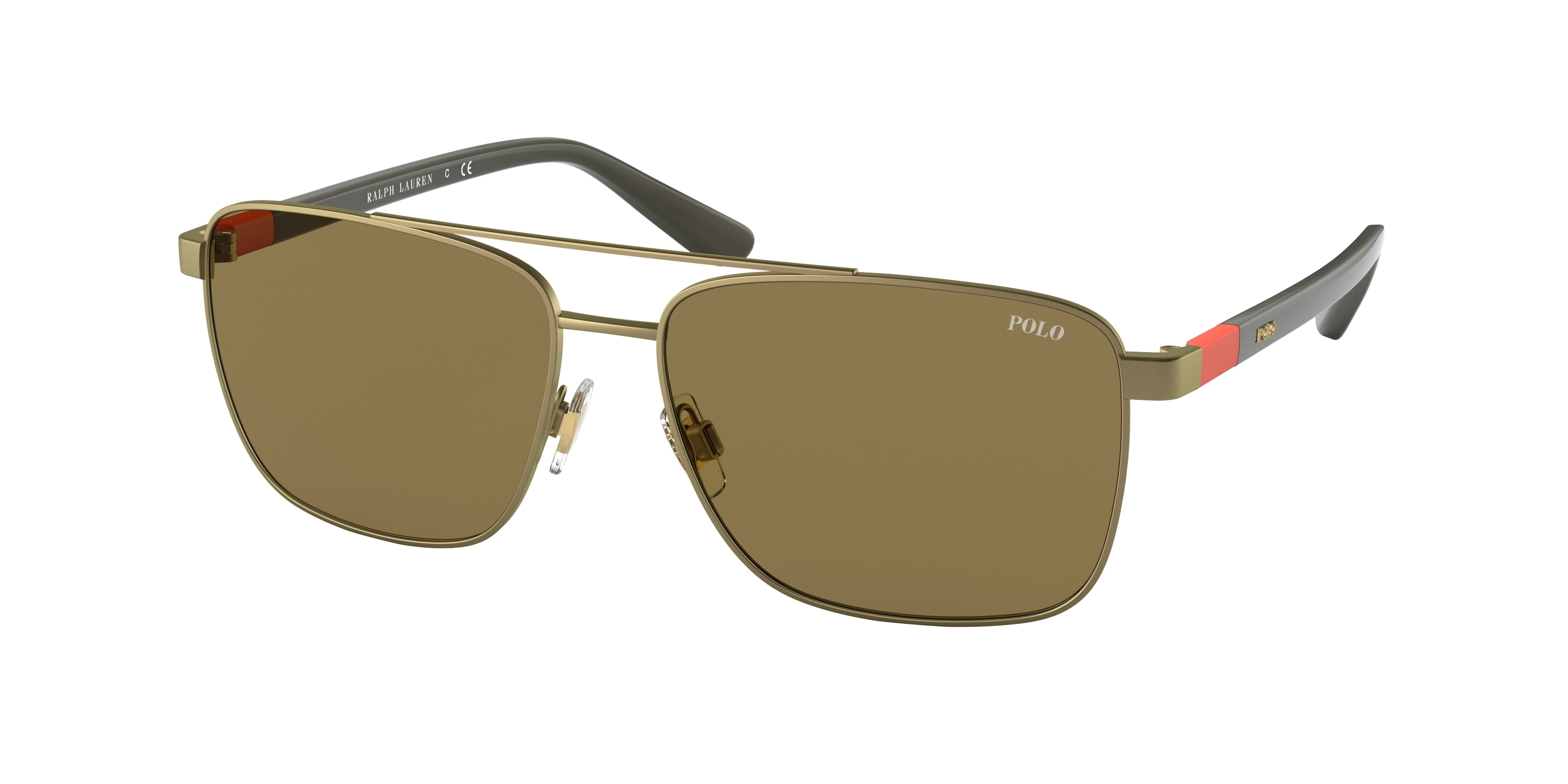 Polo PH3137 Pillow Sunglasses  932473-Semi-Shiny Brass 59-145-15 - Color Map Brown