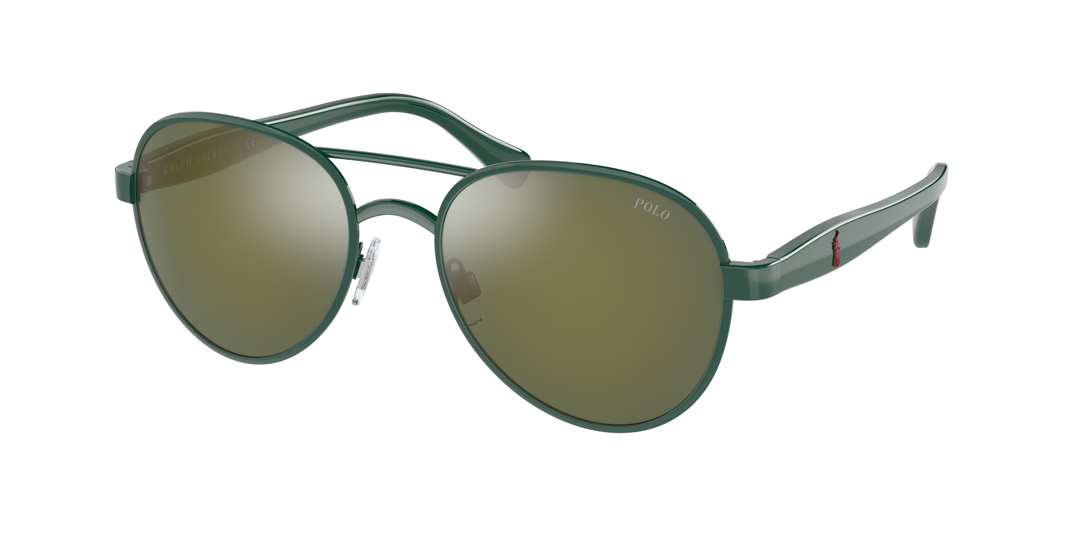 Polo PH3141 Pilot Sunglasses  94396R-Shiny Forest Green 55-145-19 - Color Map Green