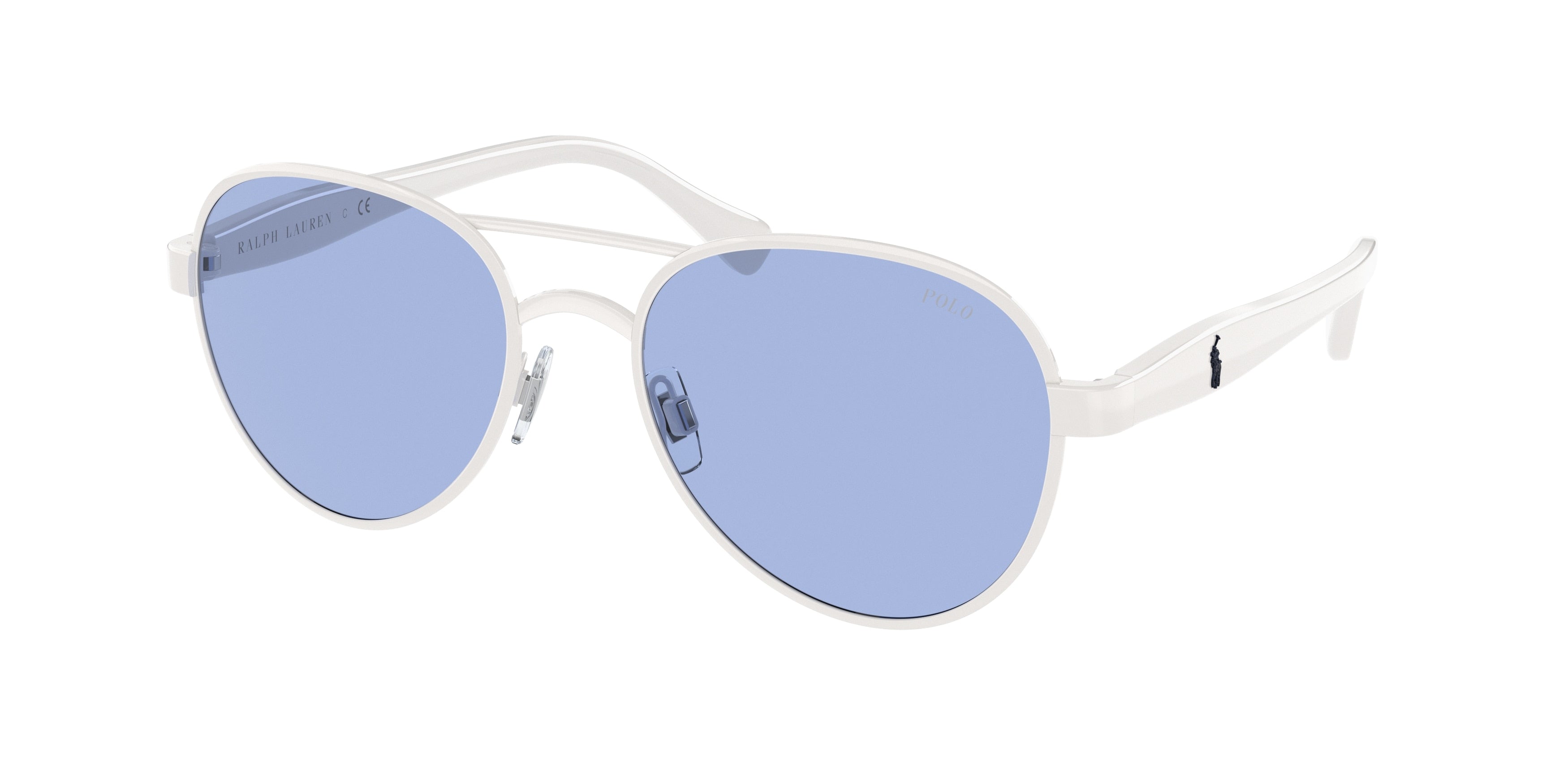 Polo PH3141 Pilot Sunglasses  944072-Shiny White 55-145-19 - Color Map White