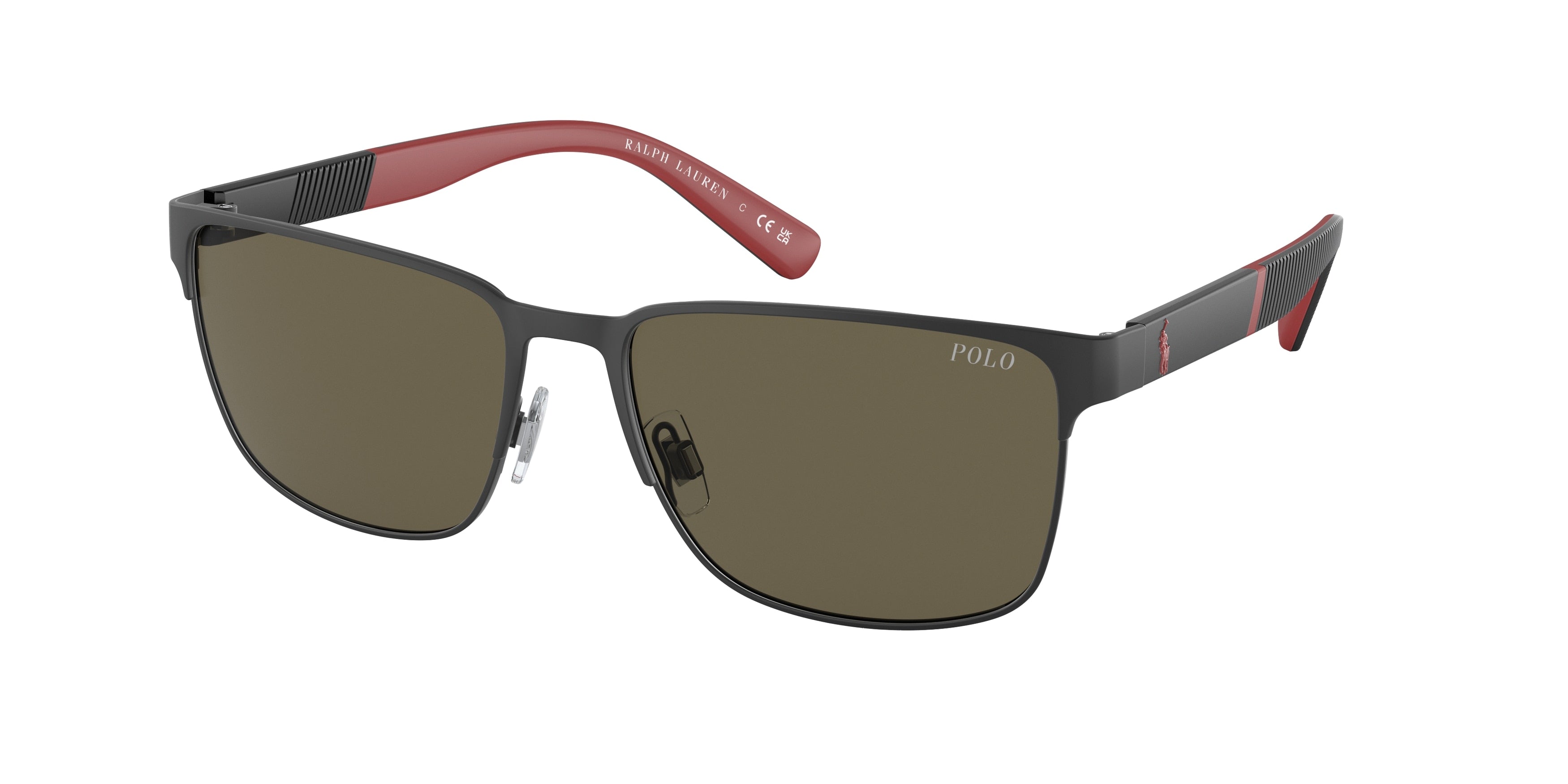 Polo PH3143 Rectangle Sunglasses  9007/3-Matte Black 57-145-17 - Color Map Black
