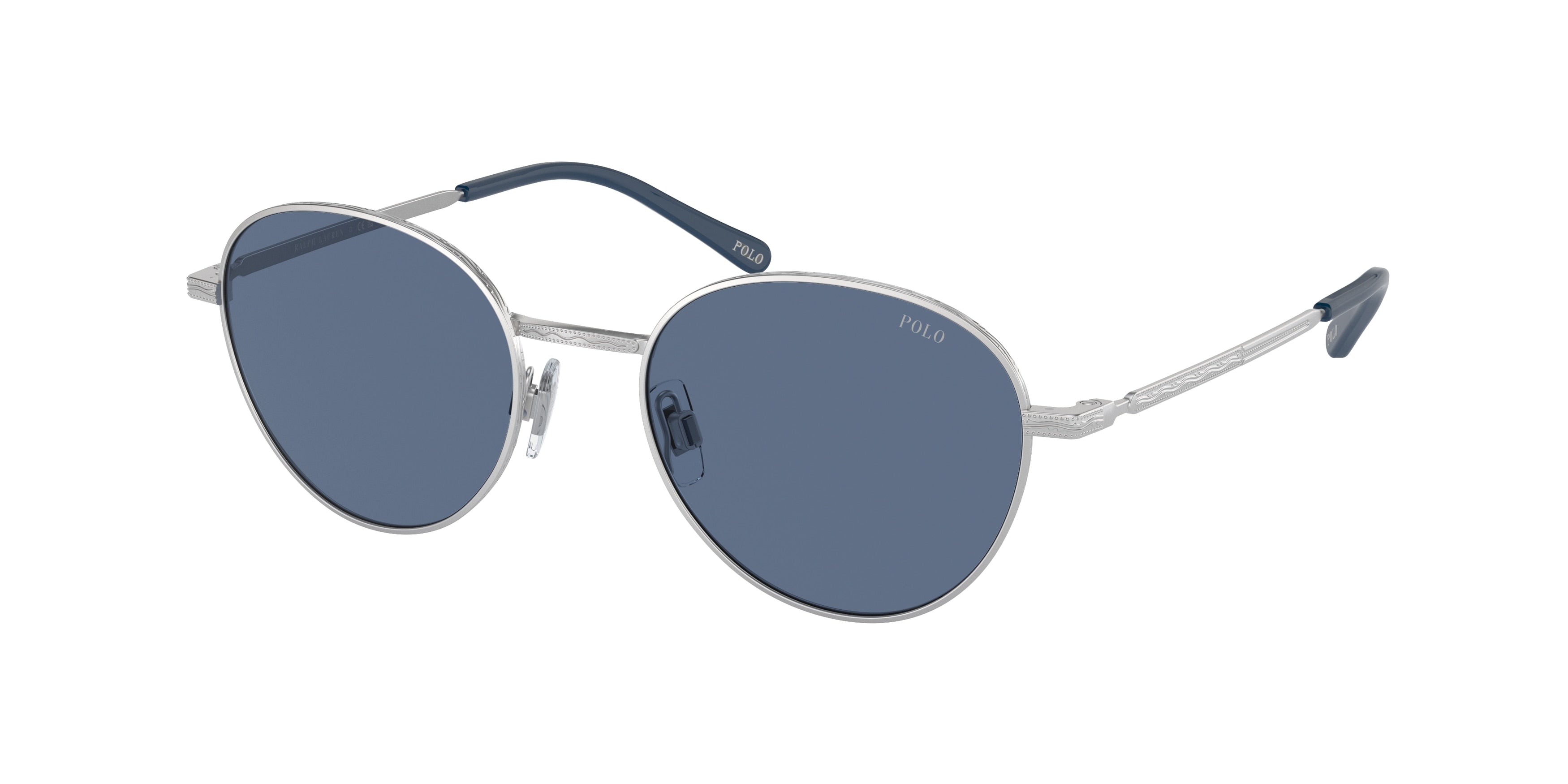 Polo PH3144 Round Sunglasses  931680-Semi-Shiny Silver 51-145-19 - Color Map Blue