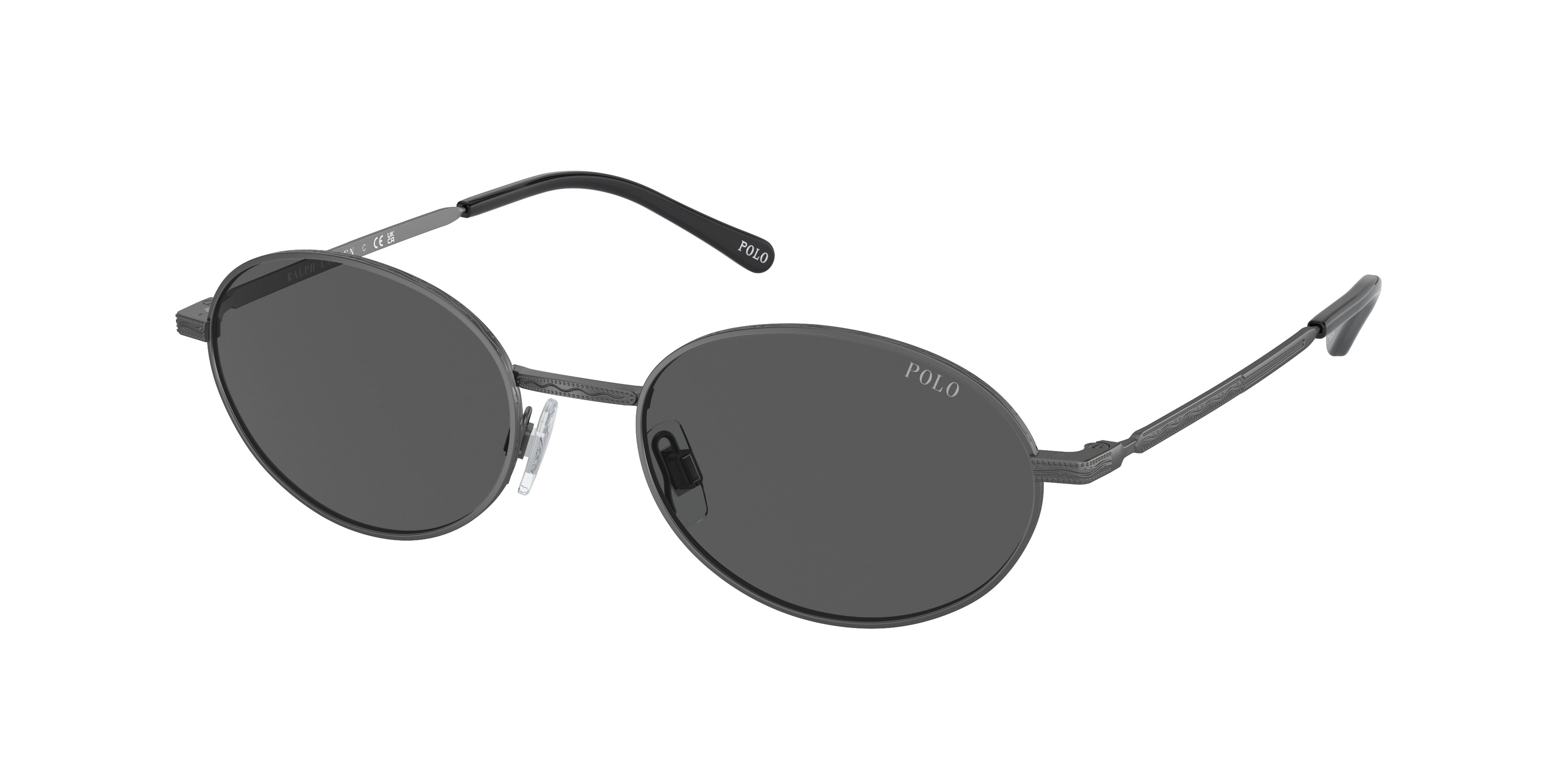 Polo PH3145 Oval Sunglasses  930787-Semishiny Dark Gunmetal 53-145-19 - Color Map Grey