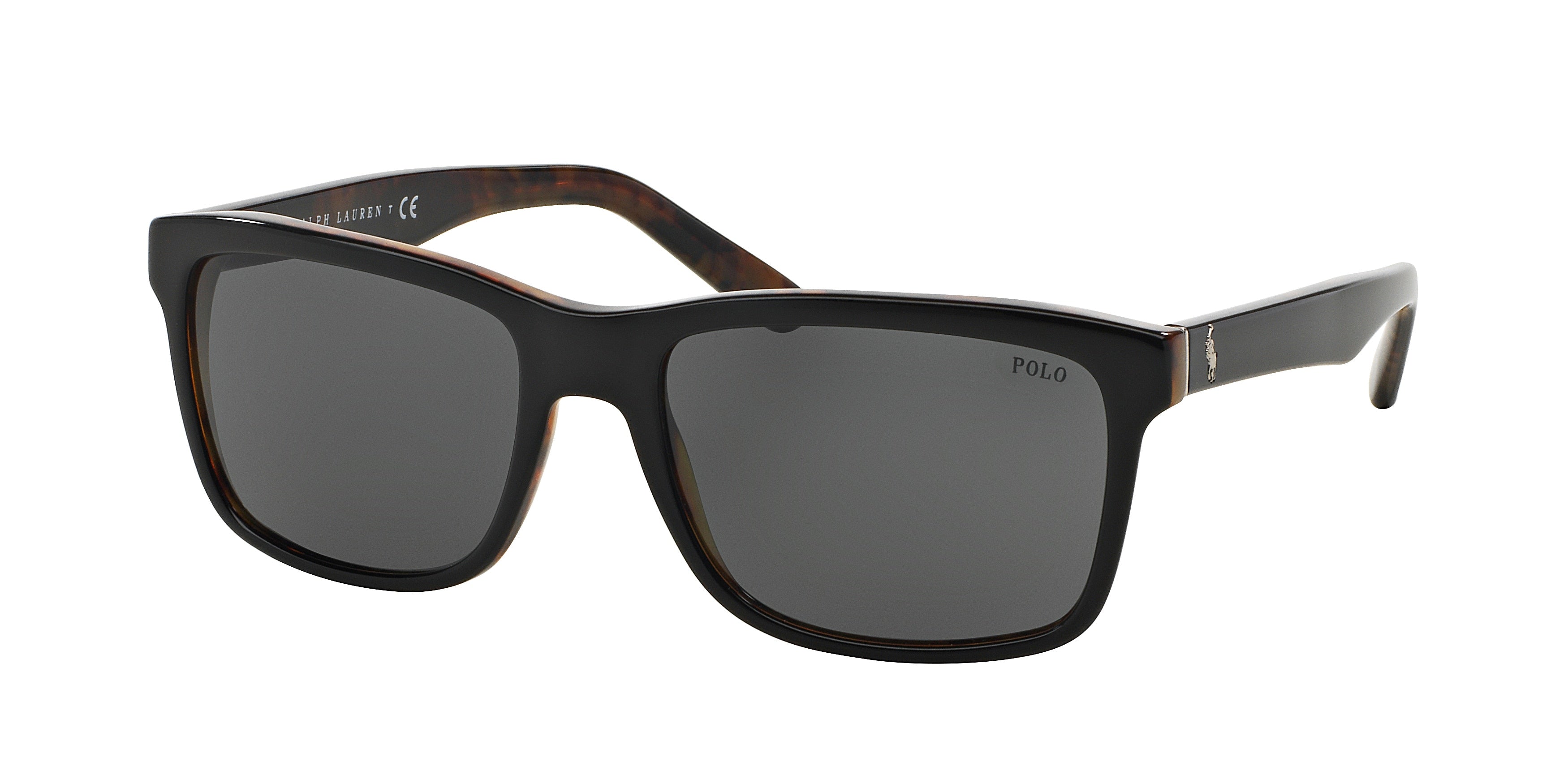 Polo PH4098 Square Sunglasses  526087-Shiny Black On Jerry Havana 57-145-18 - Color Map Black