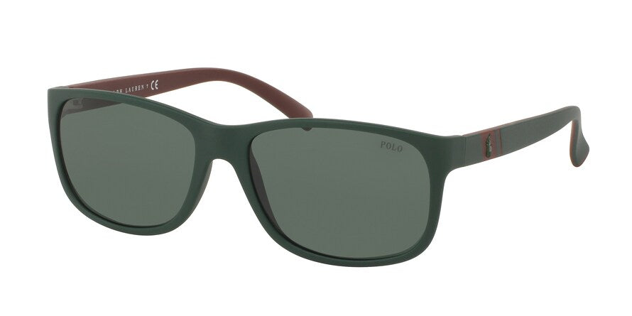 Polo PH4109 Rectangle Sunglasses  559671-MATTE POLO GREEN 59-17-145 - Color Map green