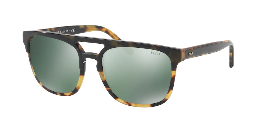 Polo PH4125 Square Sunglasses  56366R-OLIVE ON SPOTTY 54-18-145 - Color Map green