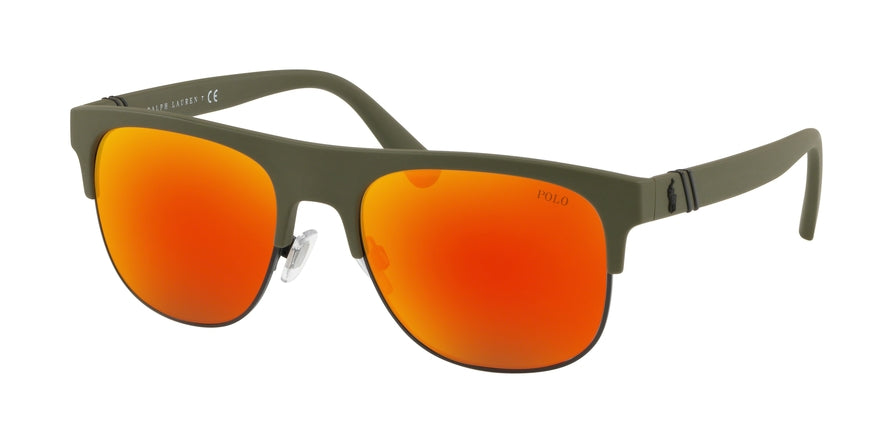 Polo PH4132 Square Sunglasses  52166Q-MATTE OLIVE 55-19-145 - Color Map green