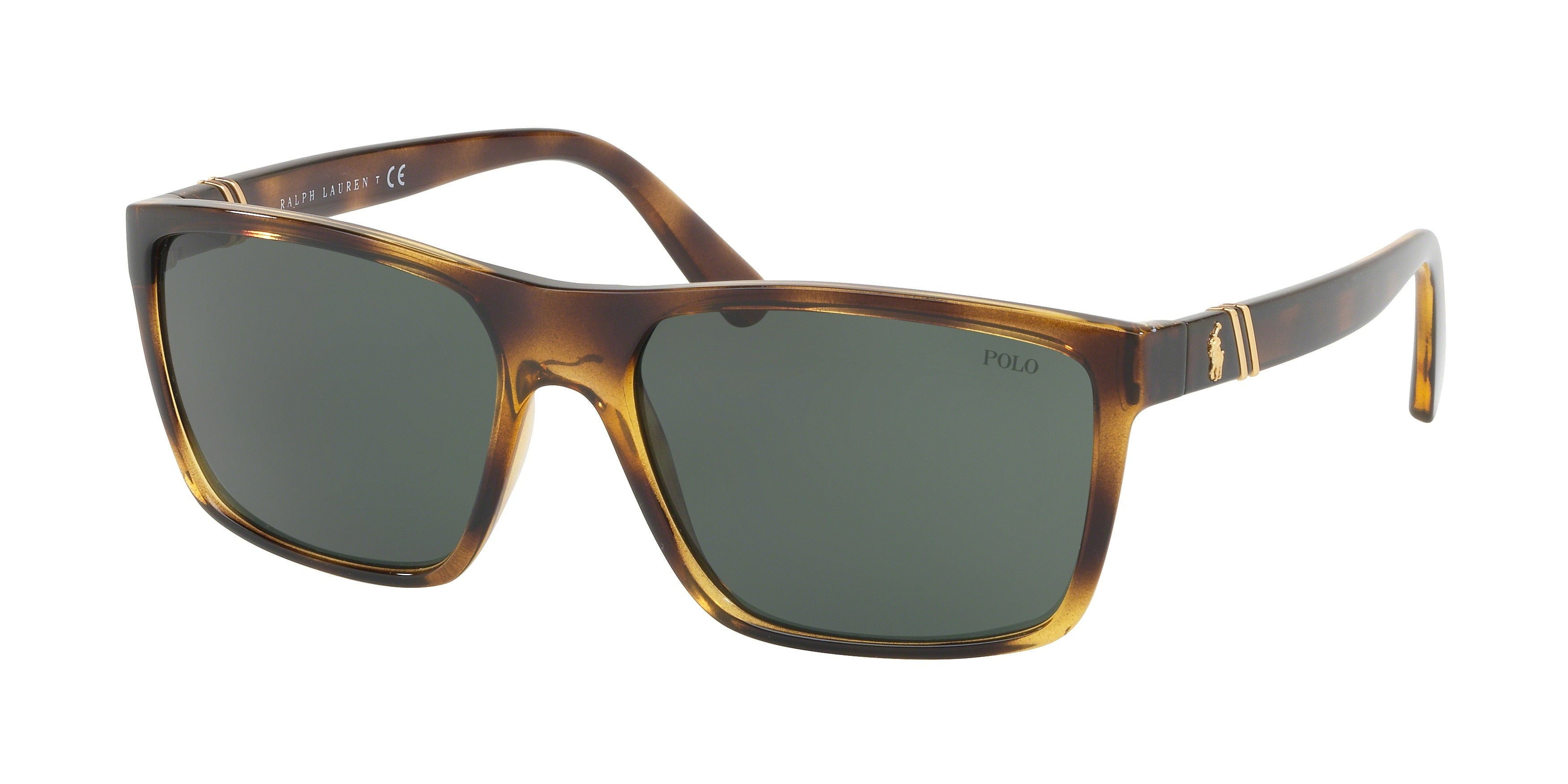 Polo PH4133 Rectangle Sunglasses  500371-Shiny Transparent Dark Havana 59-145-17 - Color Map Tortoise
