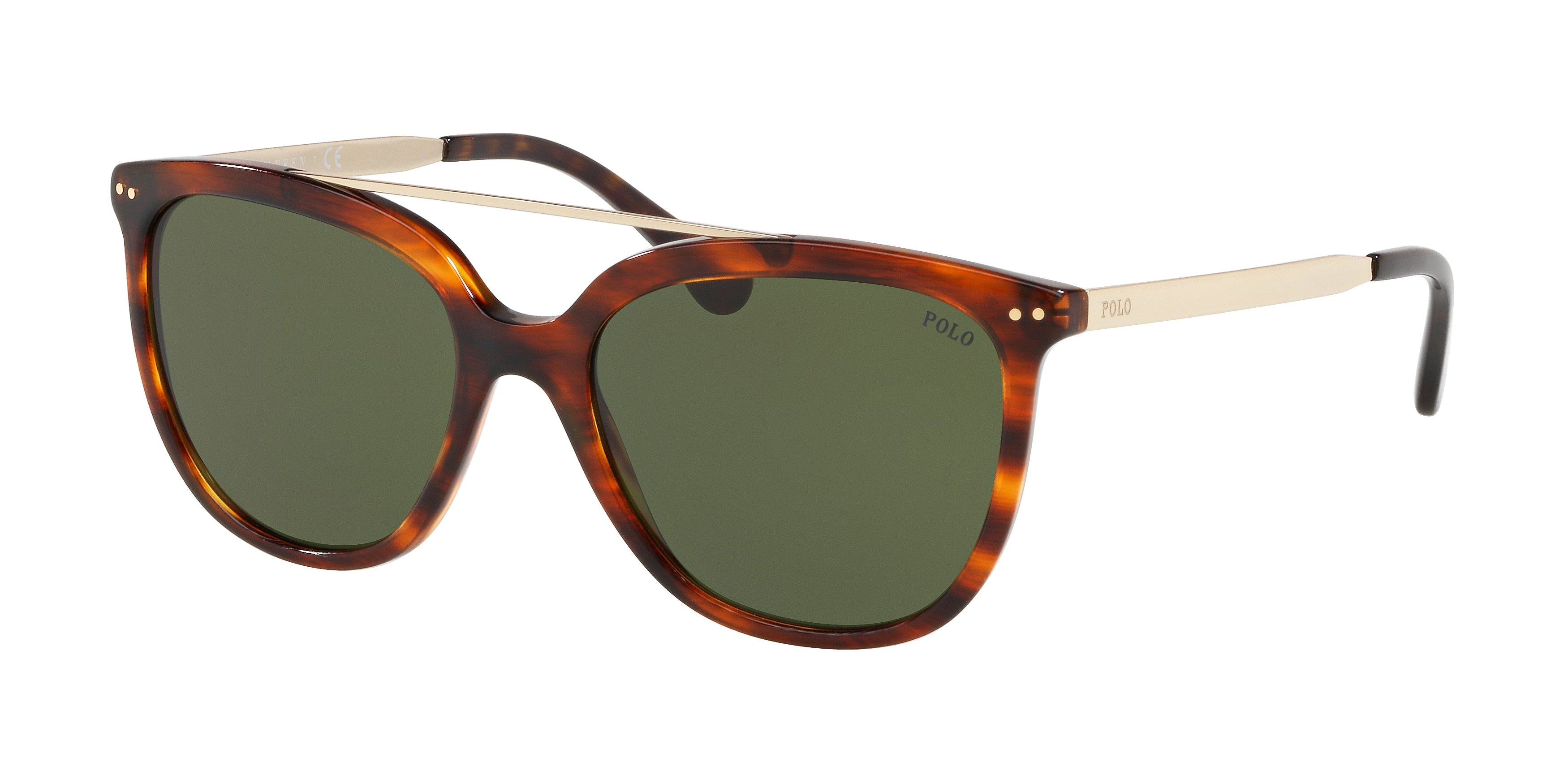 Polo PH4135 Square Sunglasses  500771-Havana Striped 54-145-17 - Color Map Tortoise
