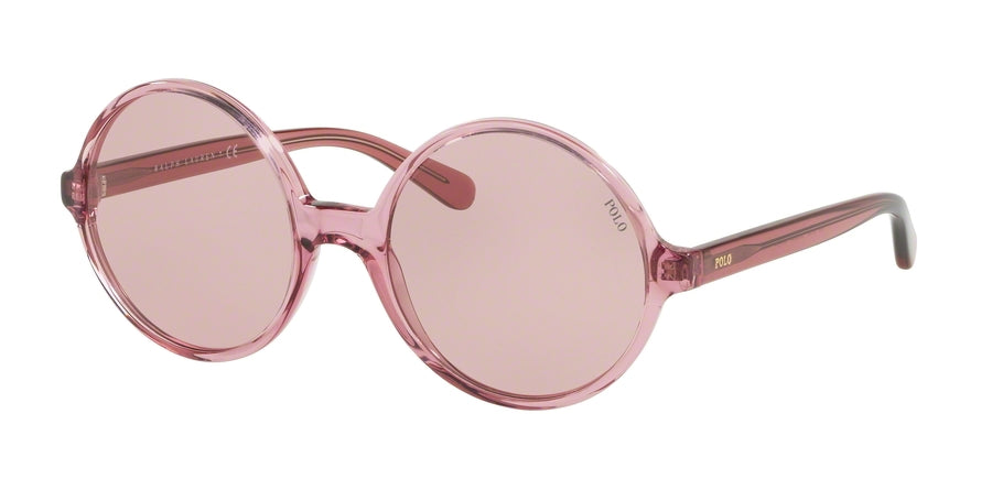 Polo PH4136 Round Sunglasses  568684-TRANSPARENT DARK PINK 55-20-140 - Color Map pink