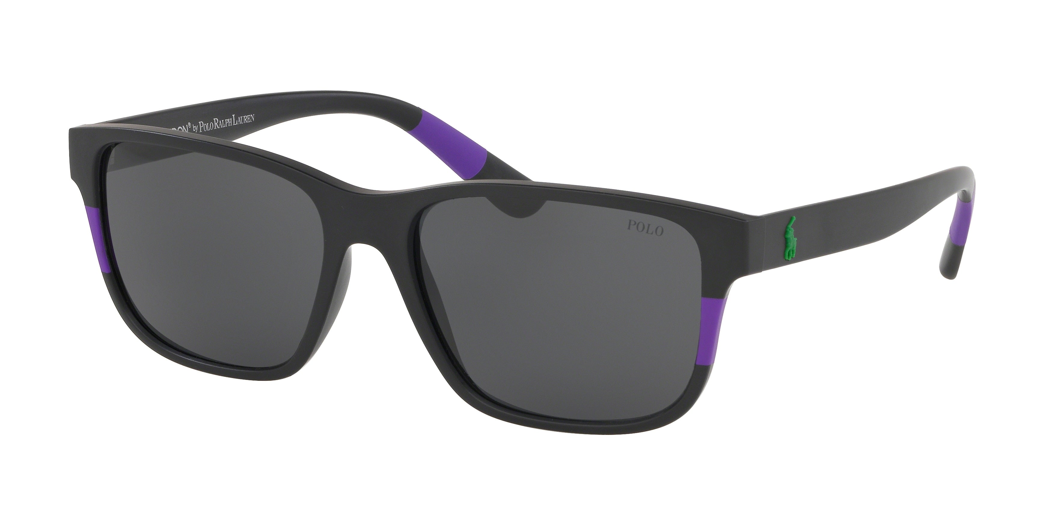 Polo PH4137 Pillow Sunglasses  576487-Matte Black/Rubber Purple 57-145-17 - Color Map Black