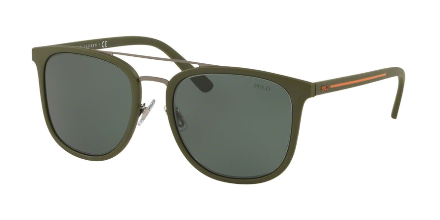 Polo PH4144 Square Sunglasses  521671-MATTE GUNMETAL OLIVE GREEN 53-20-145 - Color Map green