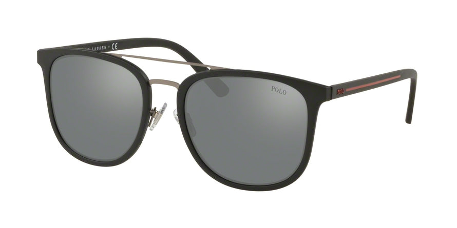 Polo PH4144 Square Sunglasses  52846G-MATTE GUNMETAL RUBBER BLACK 53-20-145 - Color Map black