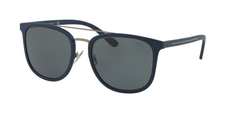 Polo PH4144 Square Sunglasses  561887-MATTE GUNMETAL RUBBER BLUE NAV 53-20-145 - Color Map blue