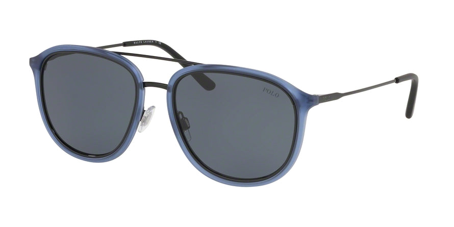 Polo PH4146 Pilot Sunglasses  573587-MATTE TRANSPARENT BLUE/BLACK 55-18-145 - Color Map blue