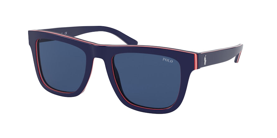 Polo PH4161 Pillow Sunglasses  582980-TOP BLUE/RED/WHITE/NAVY 52-20-145 - Color Map blue