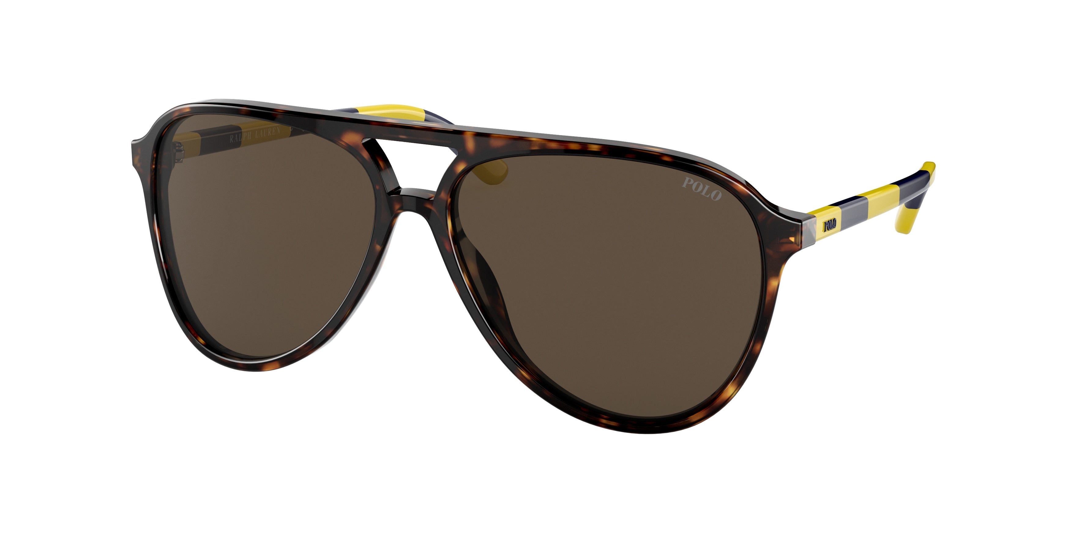 Polo PH4173 Pilot Sunglasses  500373-Shiny Dark Havana 59-140-14 - Color Map Brown