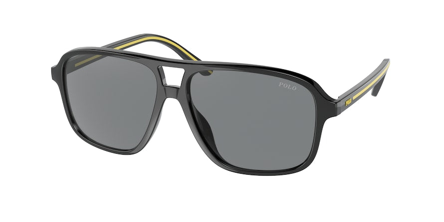 Polo PH4177U Rectangle Sunglasses  552387-SHINY BLACK 58-14-145 - Color Map grey