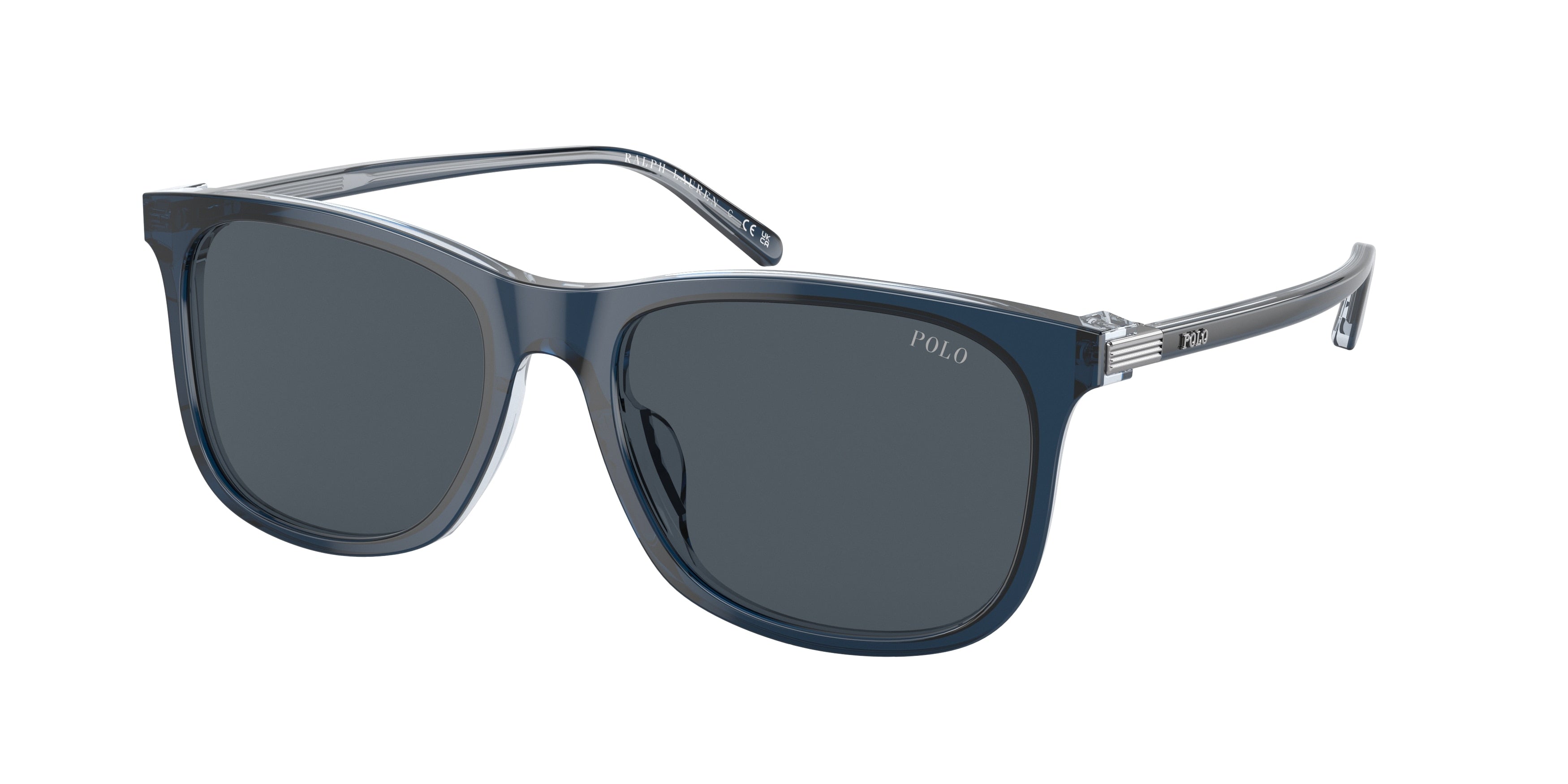 Polo PH4186U Oval Sunglasses  602887-Shiny Transparent Blue On Crystal 55-140-18 - Color Map Blue