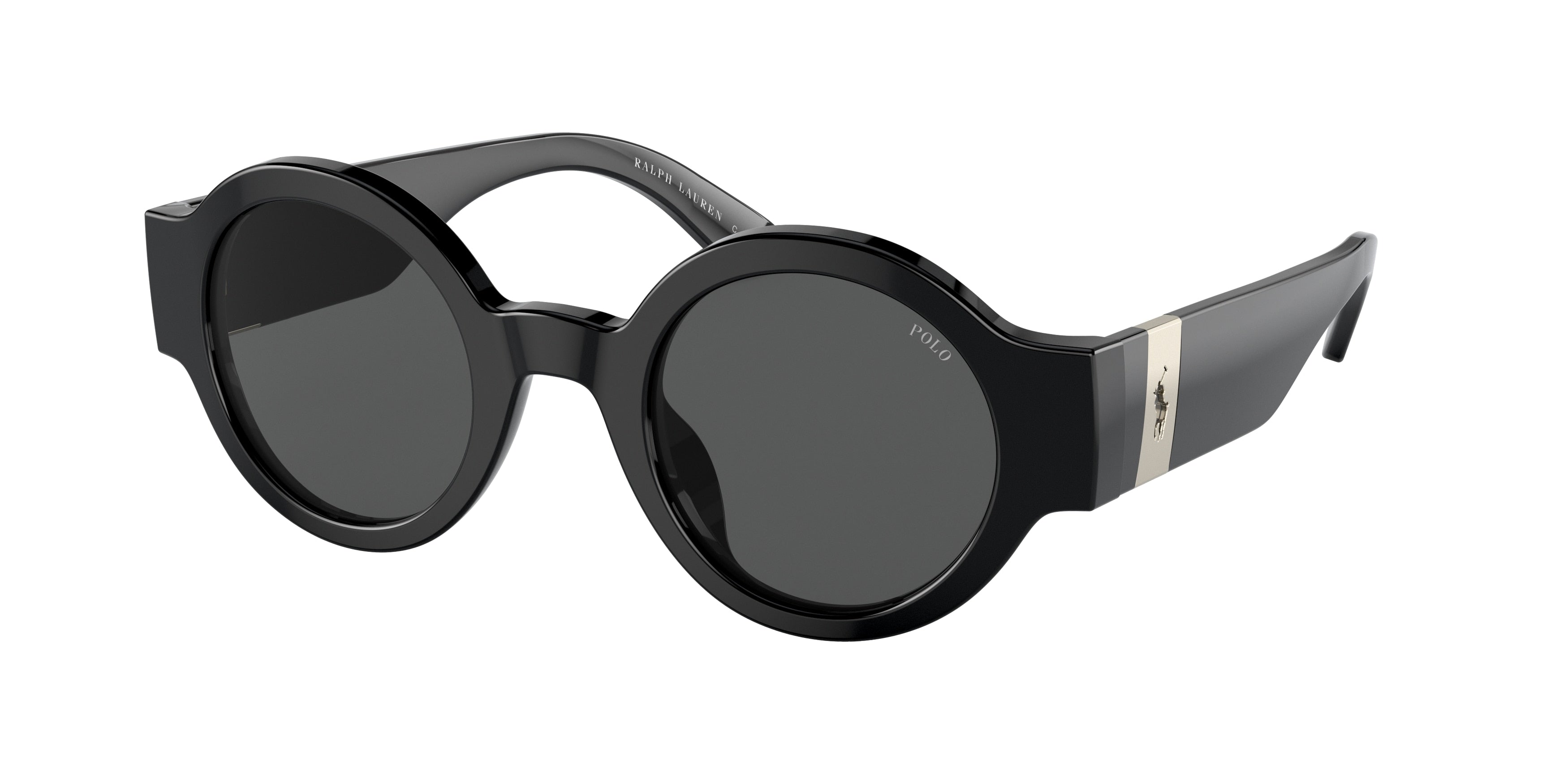 Polo PH4190U Round Sunglasses  500187-Shiny Black 47-145-25 - Color Map Black