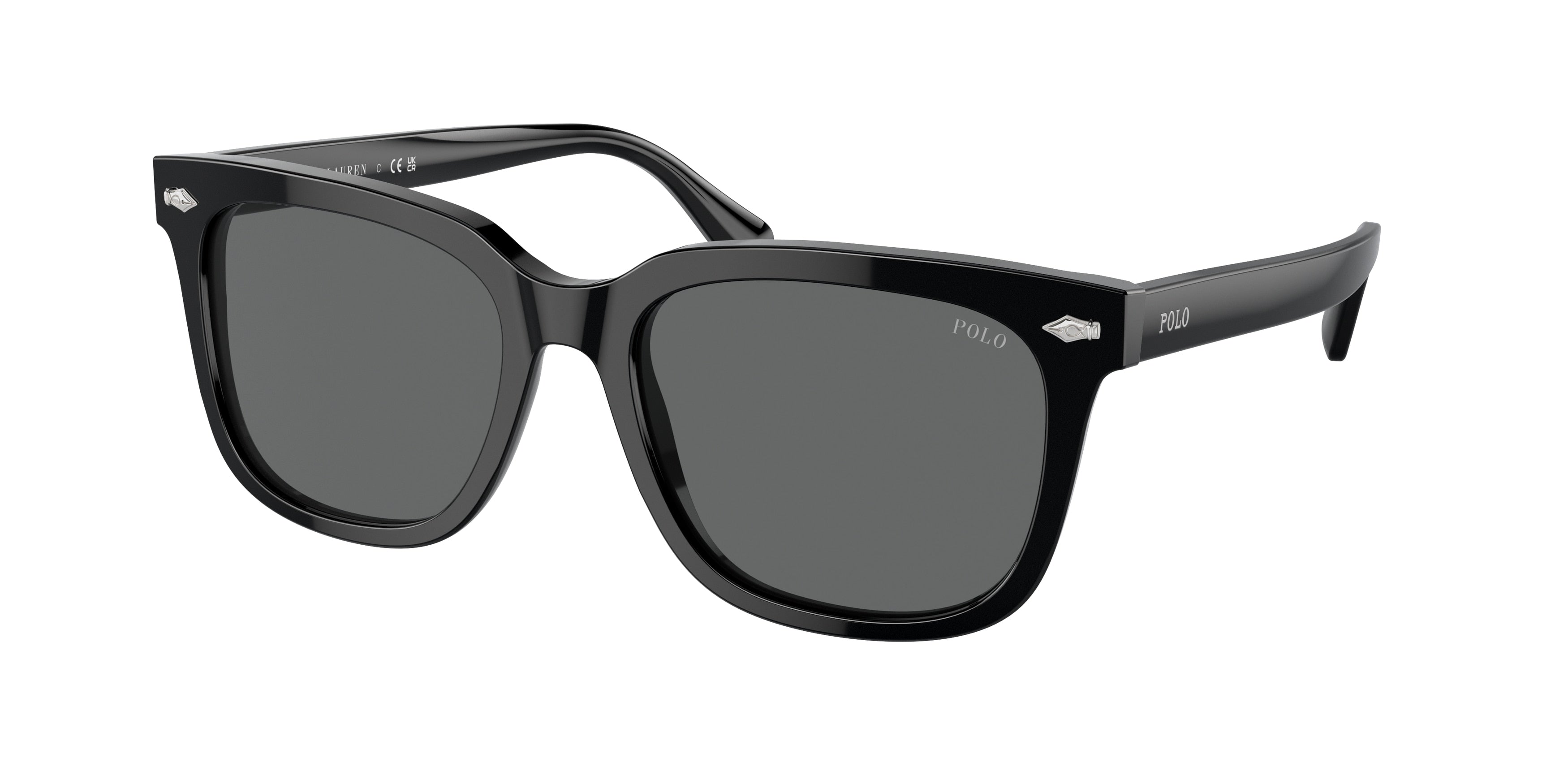 Polo PH4210 Square Sunglasses  500187-Shiny Black 55-145-18 - Color Map Black