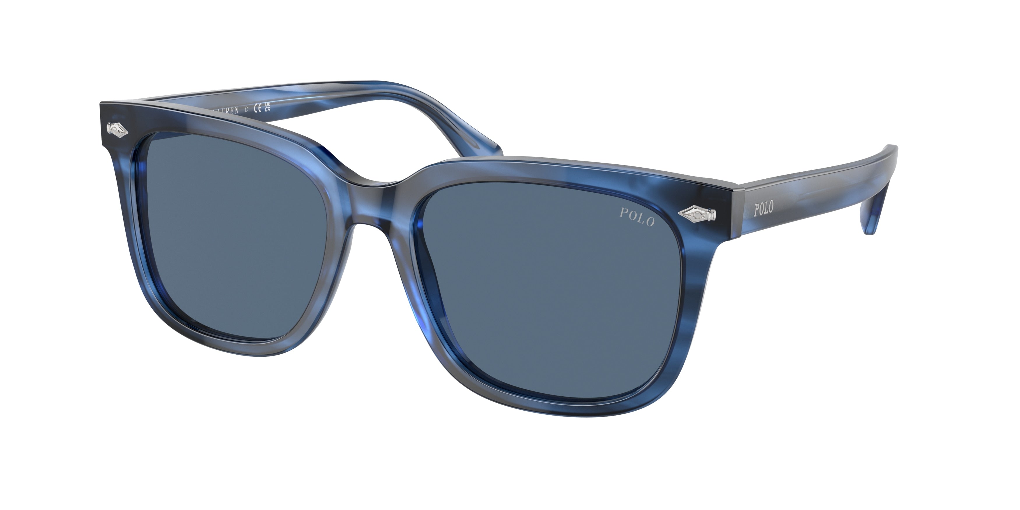Polo PH4210 Square Sunglasses  613980-Shiny Striped Blue 55-145-18 - Color Map Blue