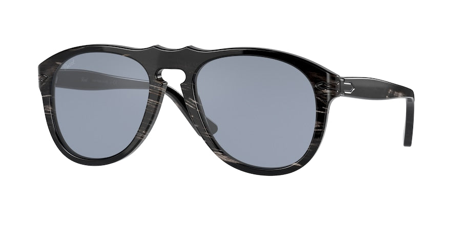Persol PO0649CO Pilot Sunglasses  114055-BLACK STRIPED WHITE 54-20-145 - Color Map brown