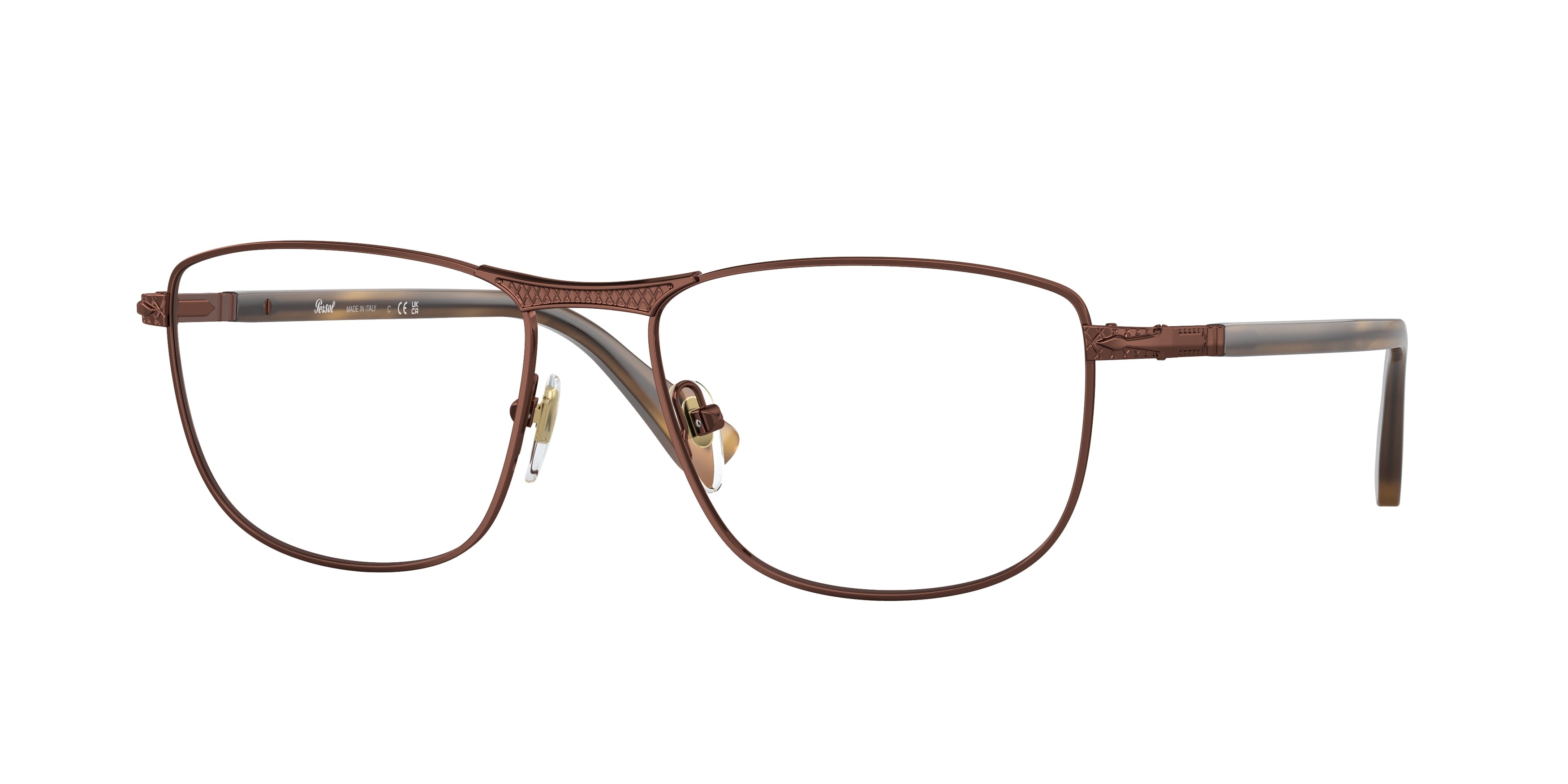 Persol PO1001V Pillow Eyeglasses  1124-Shiny Brown 55-140-17 - Color Map Brown