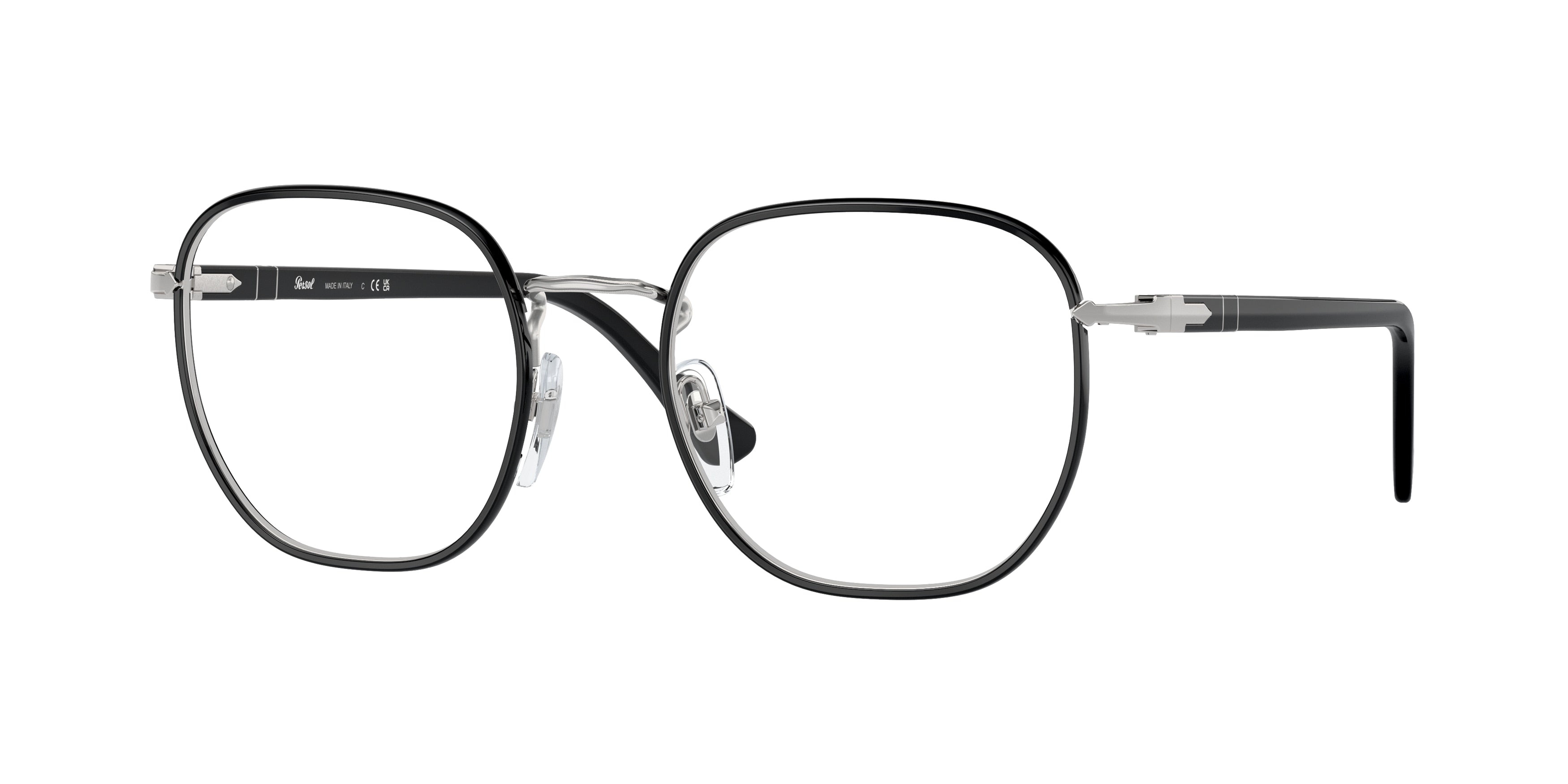 Persol PO1014VJ Round Eyeglasses  1125-Silver / Black 52-145-20 - Color Map Silver