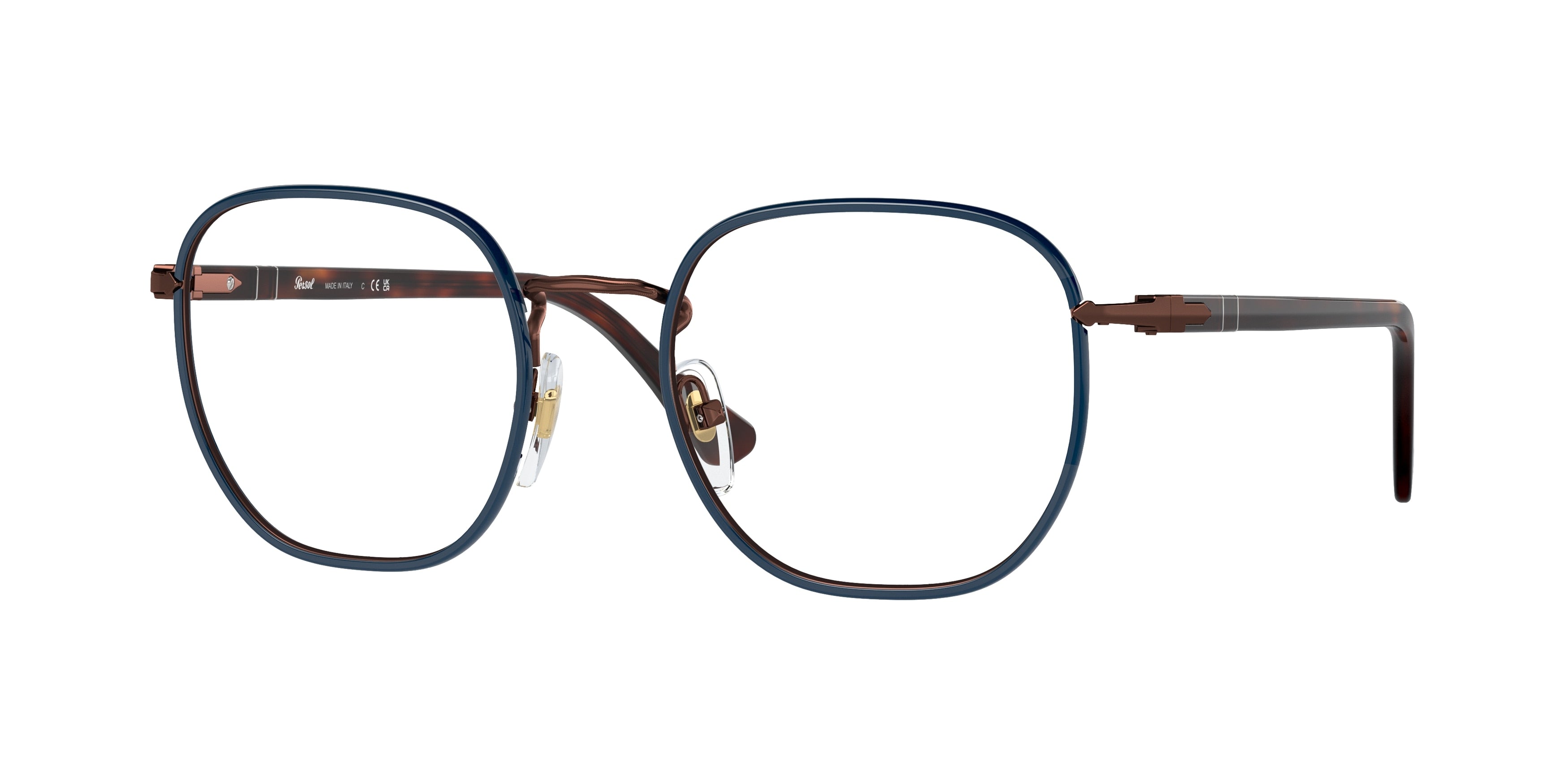 Persol PO1014VJ Round Eyeglasses  1127-Brown/Blue 52-145-20 - Color Map Brown
